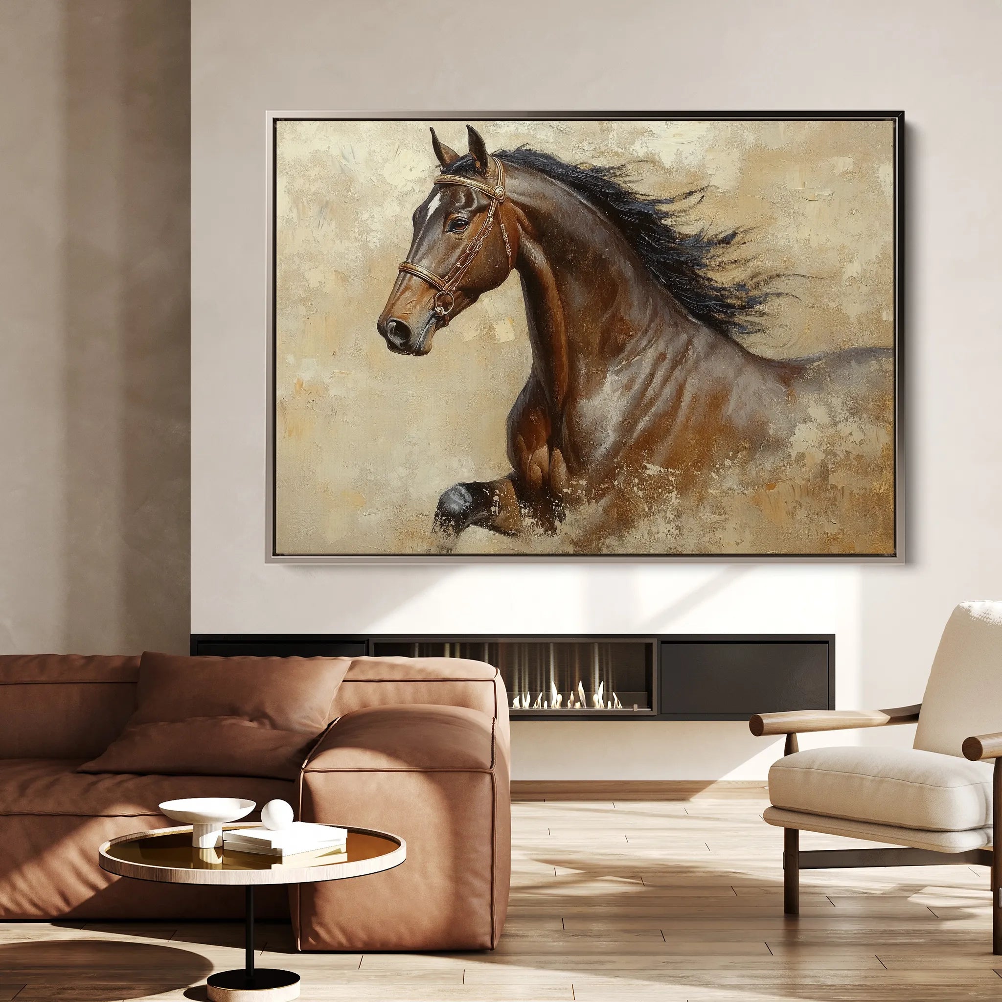 Horses 069 Canvas Art 60 x 40 cm / Black
