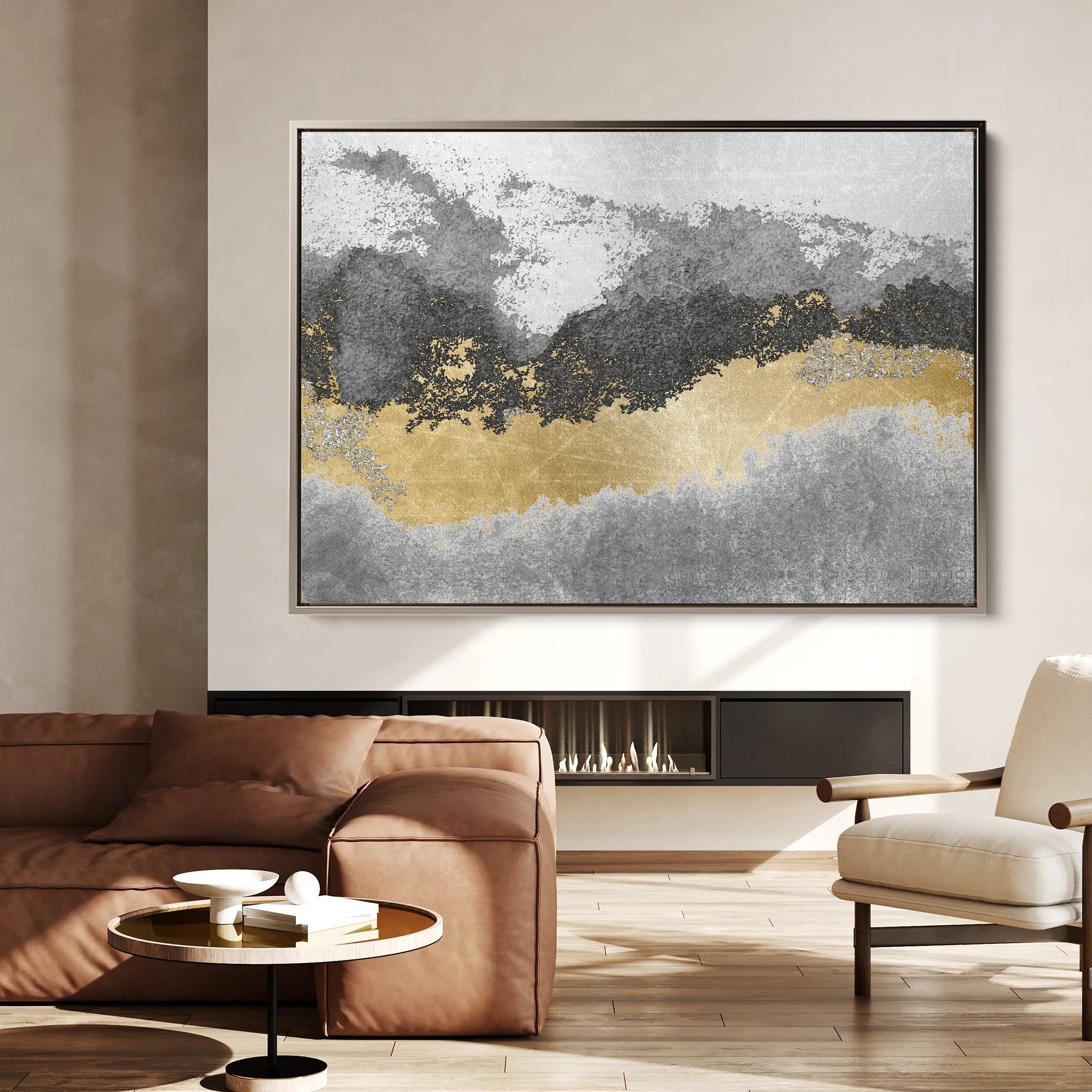 Abstract 070 Canvas Art 60 x 40 cm / Black