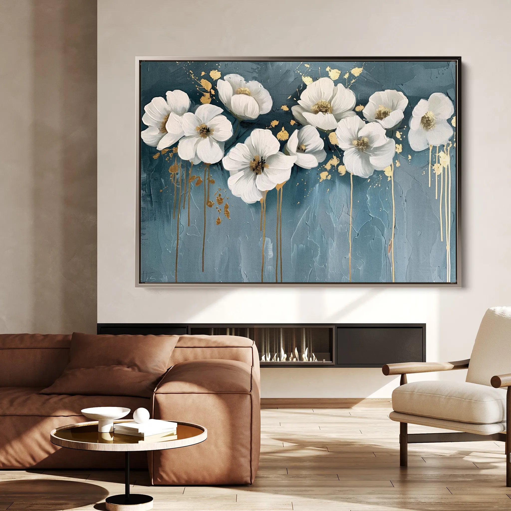 Floral 070 Canvas Art 60 x 40 cm / Black