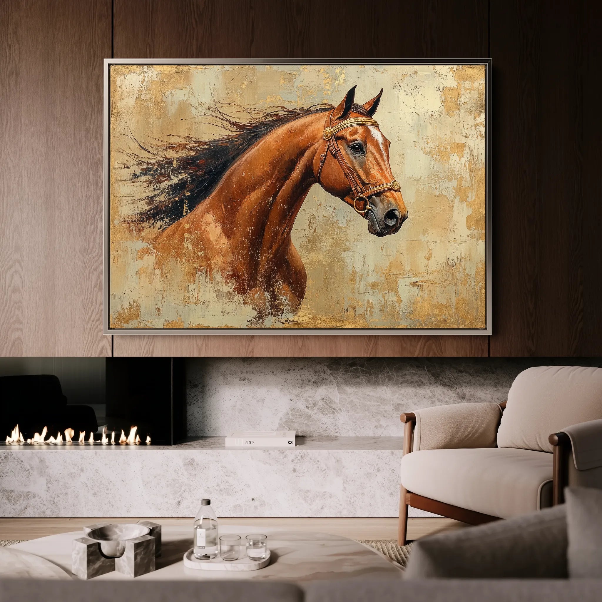 Horses 070 Canvas Art 60 x 40 cm / Black