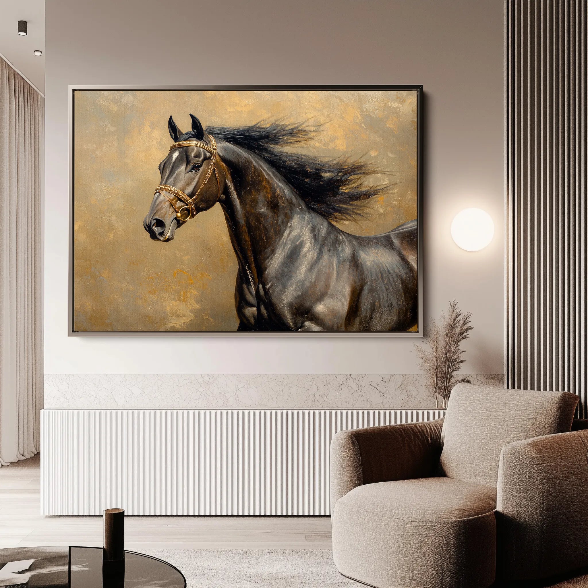 Horses 071 Canvas Art 60 x 40 cm / Black