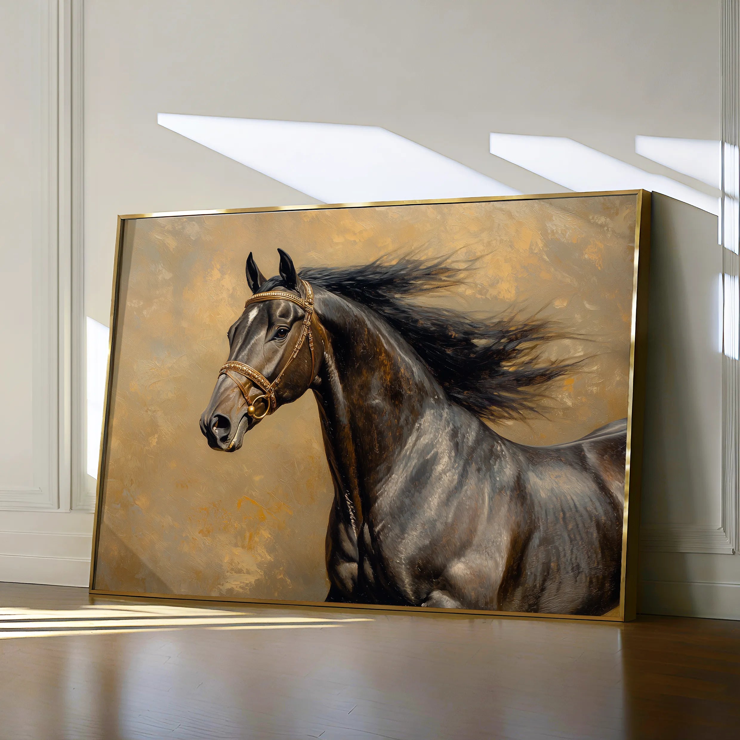 Horses 071 Canvas Art 60 x 40 cm / Black