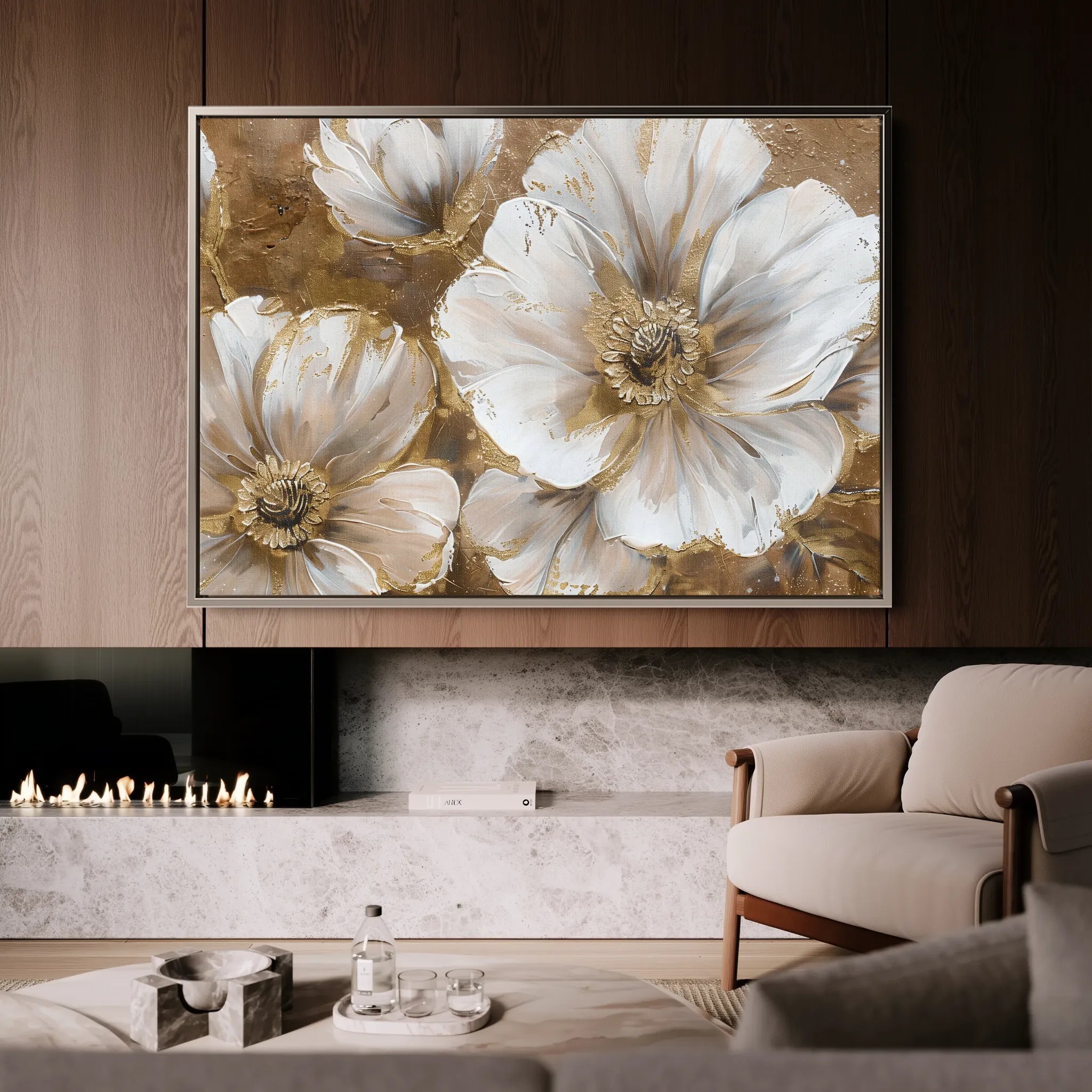 Floral 072 Canvas Art 60 x 40 cm / Black