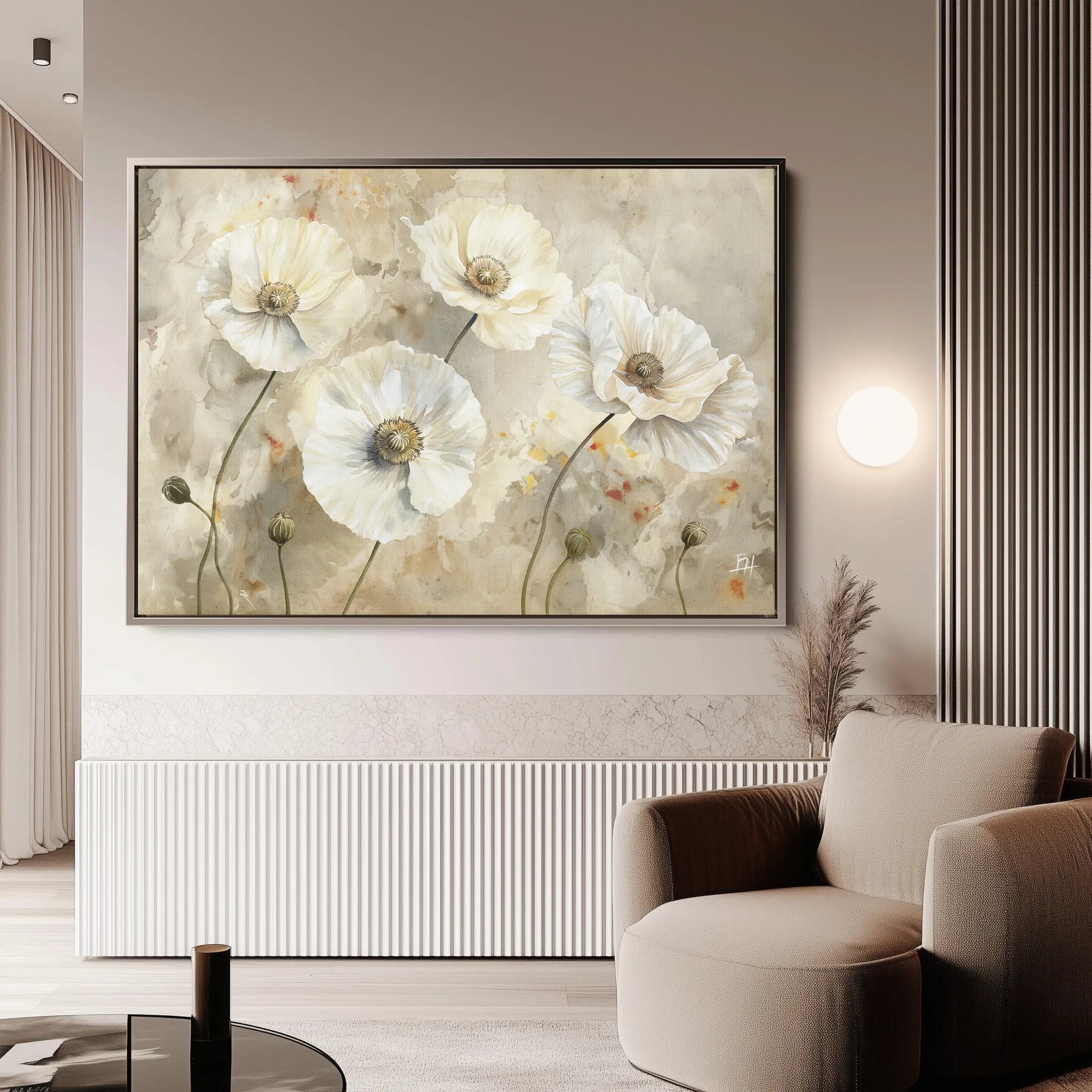 Floral 074 Canvas Art 60 x 40 cm / Black