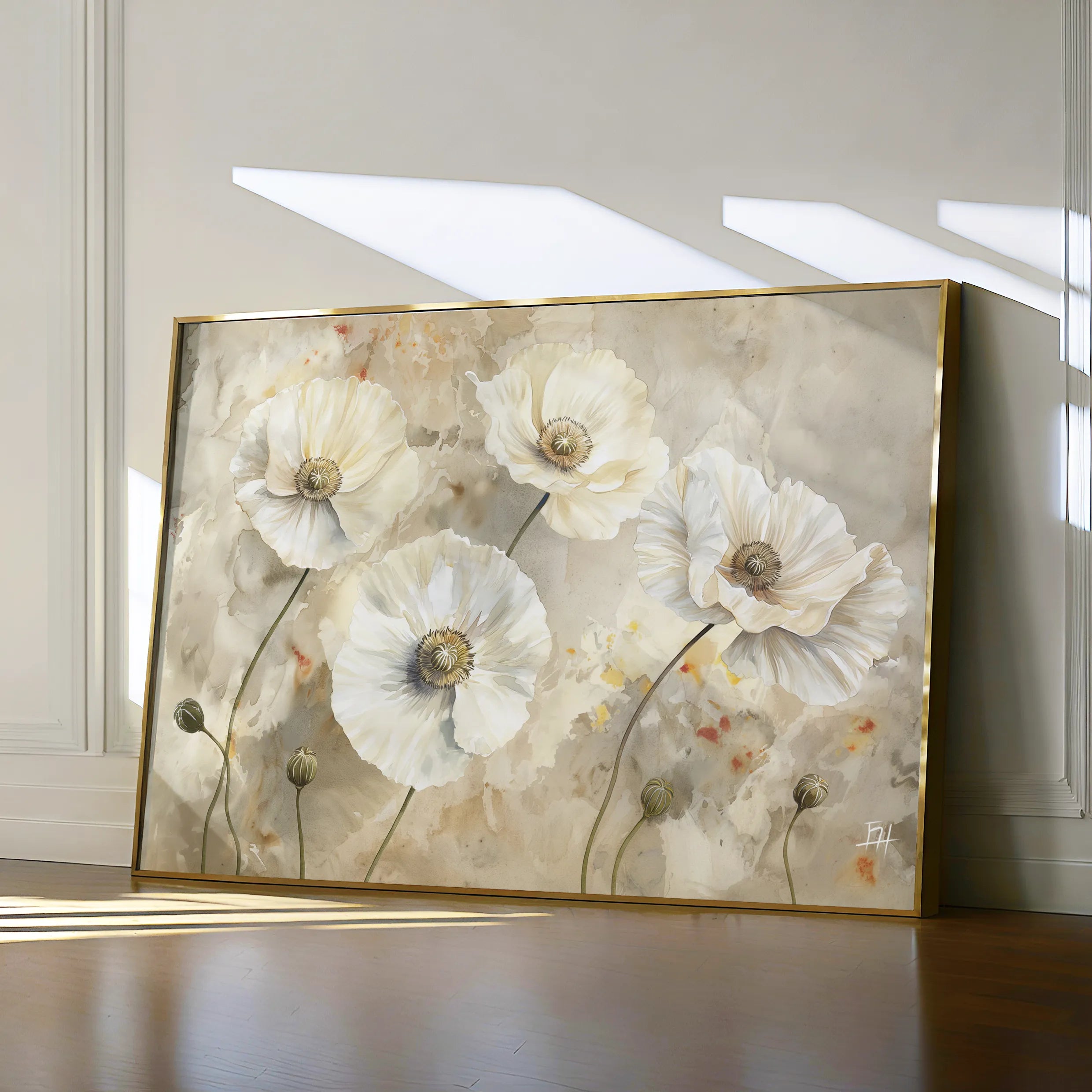 Floral 074 Canvas Art 60 x 40 cm / Black