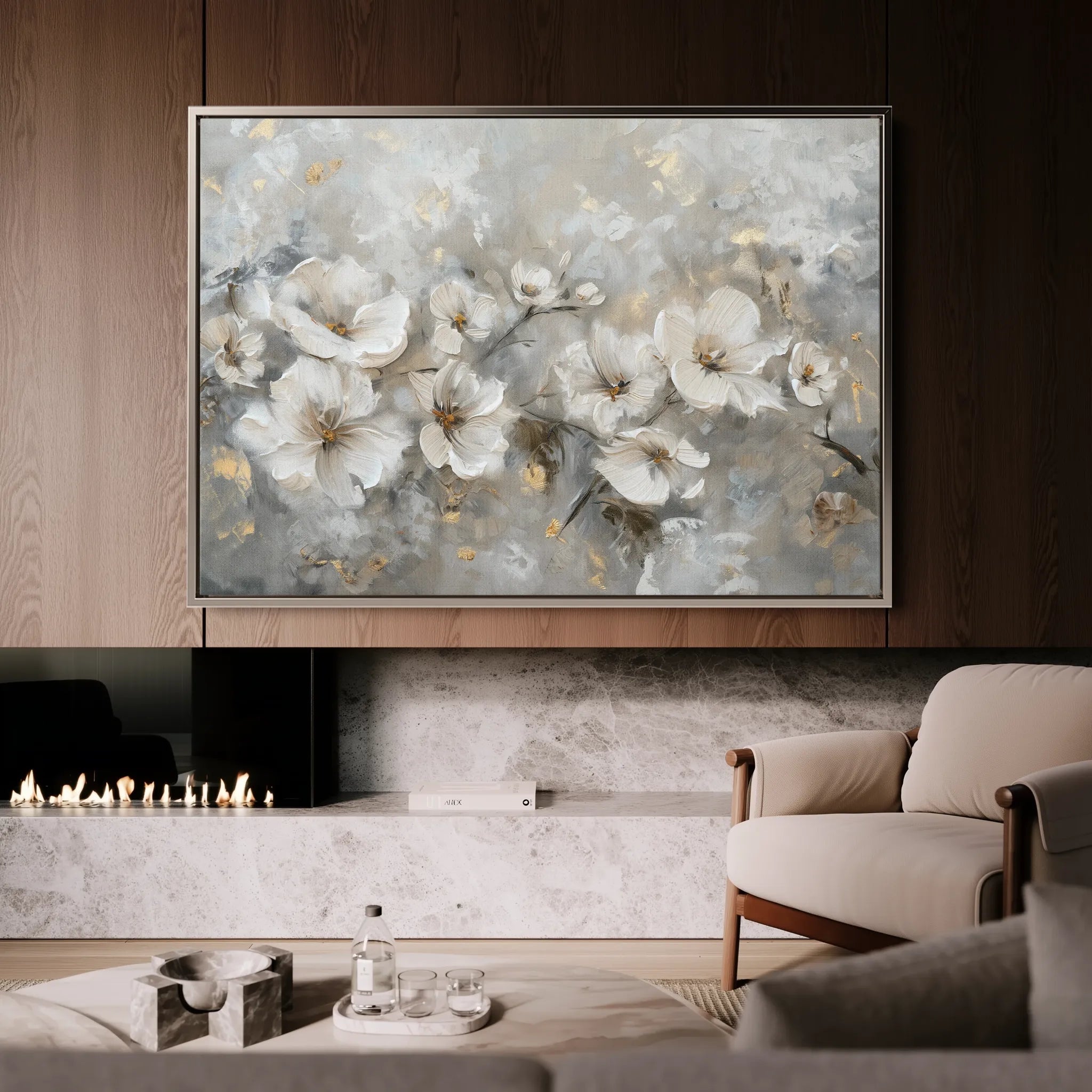 Floral 075 Canvas Art 60 x 40 cm / Black