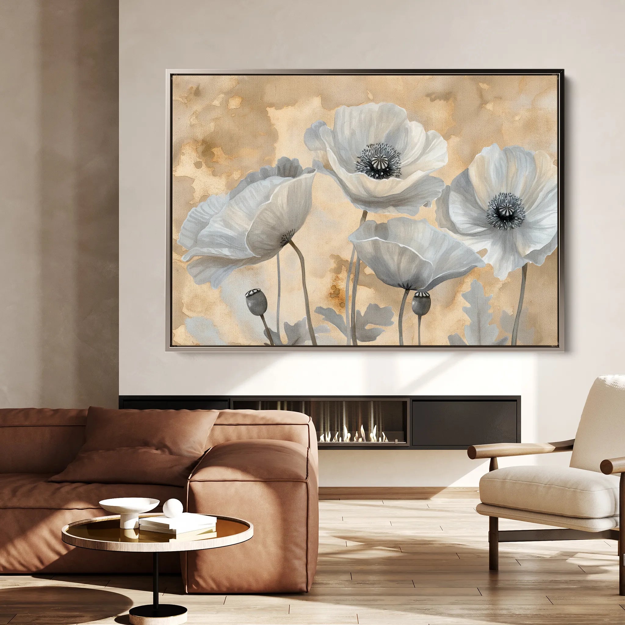 Floral 076 Canvas Art 60 x 40 cm / Black