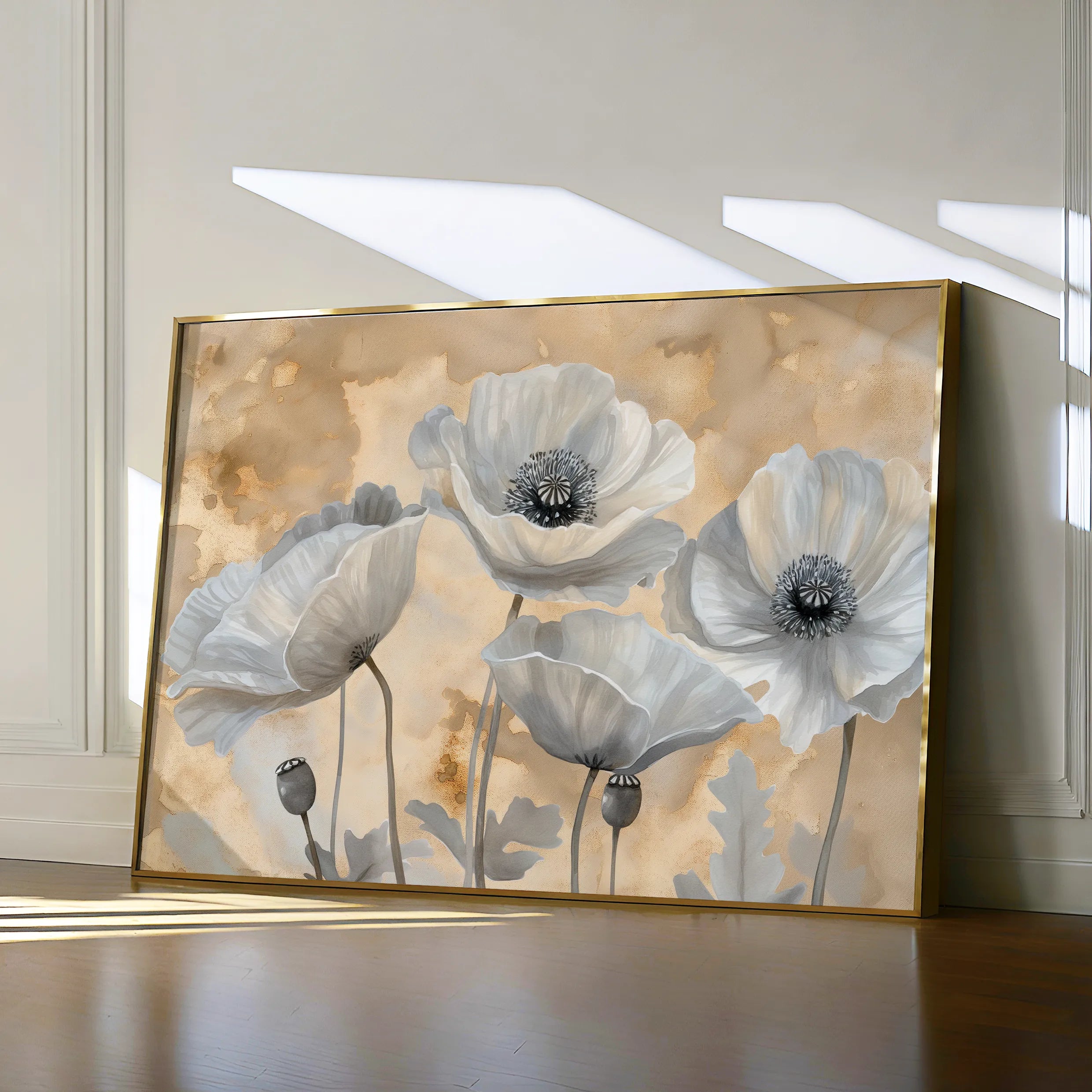 Floral 076 Canvas Art 60 x 40 cm / Black