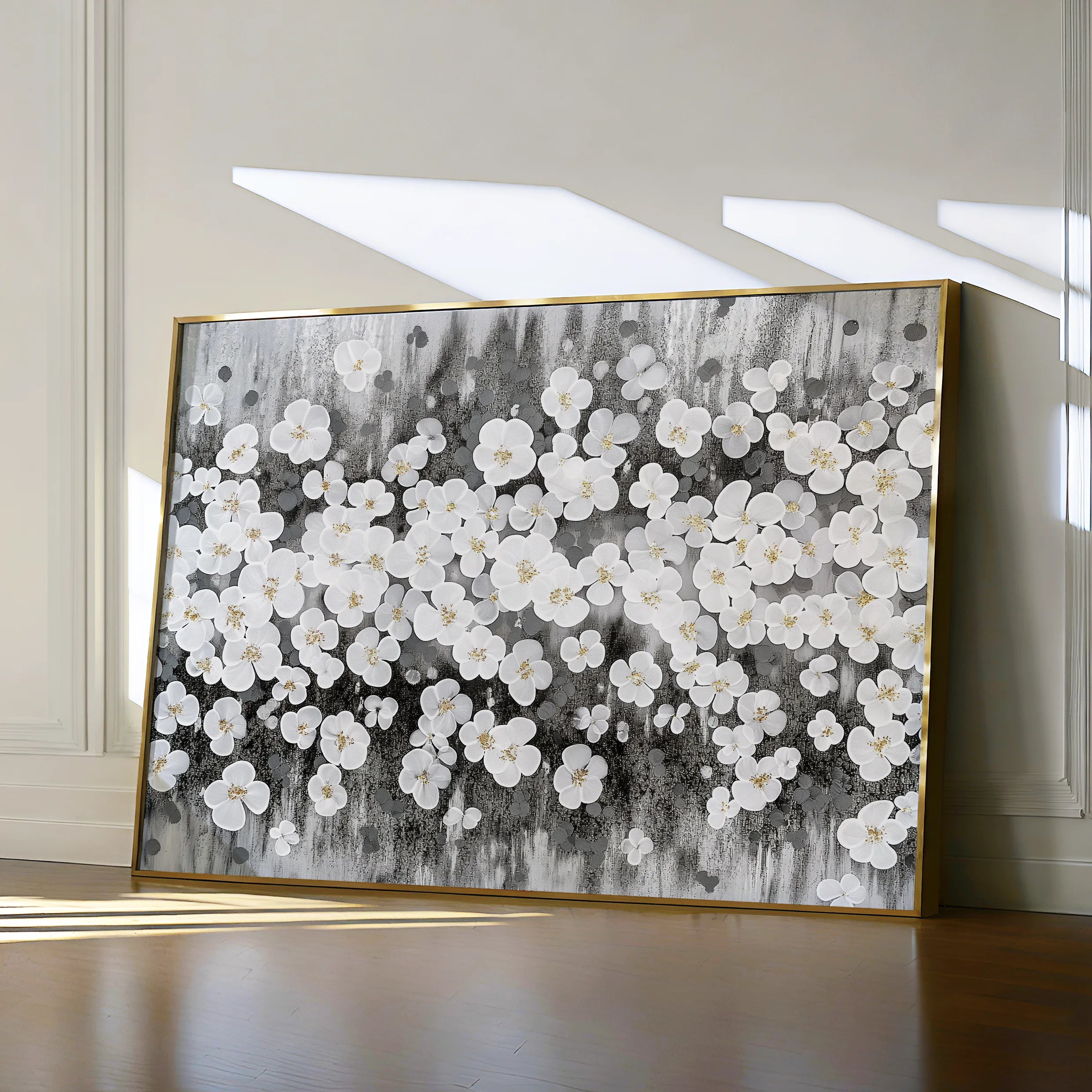Floral 078 Canvas Art 60 x 40 cm / Black