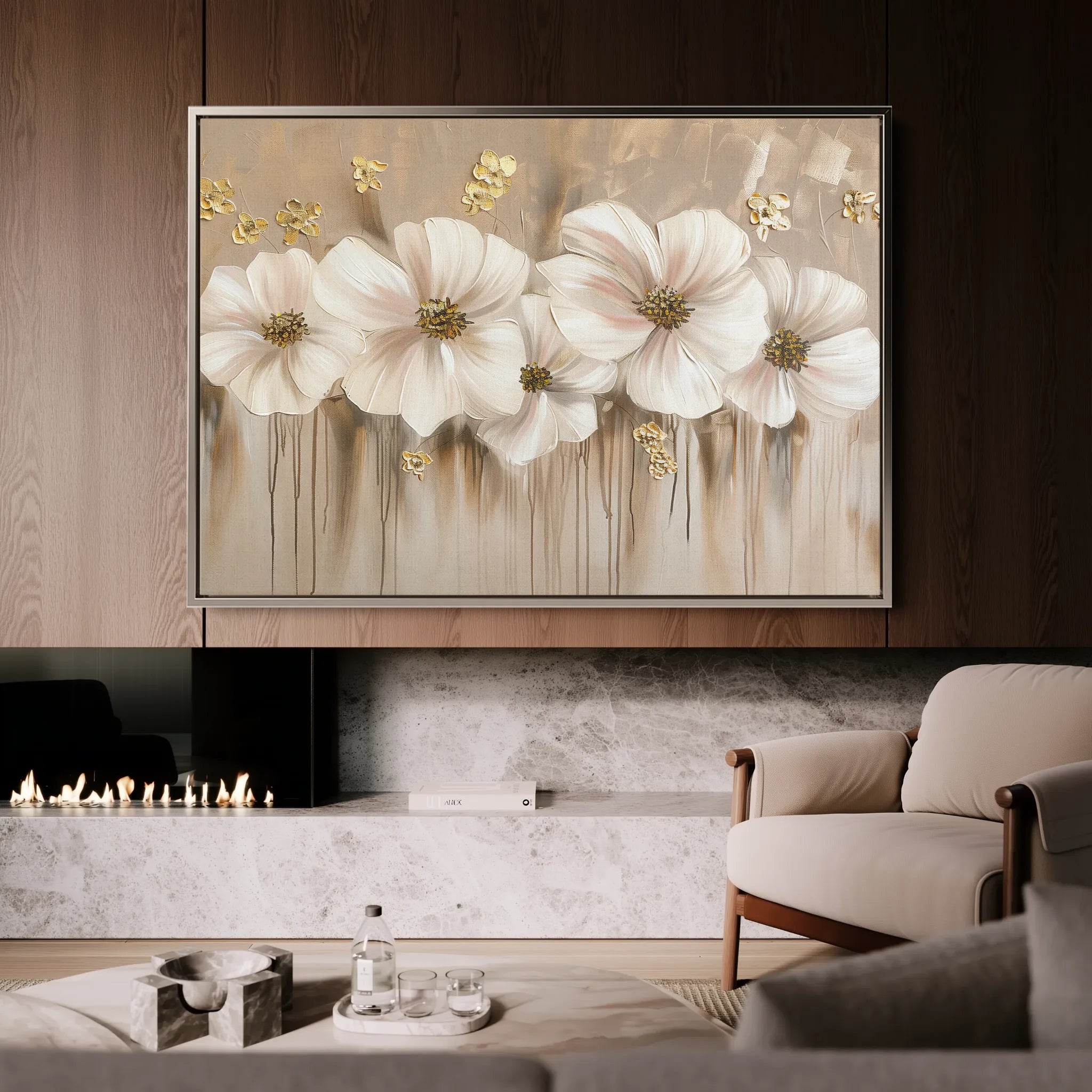 Floral 081 Canvas Art 60 x 40 cm / Black