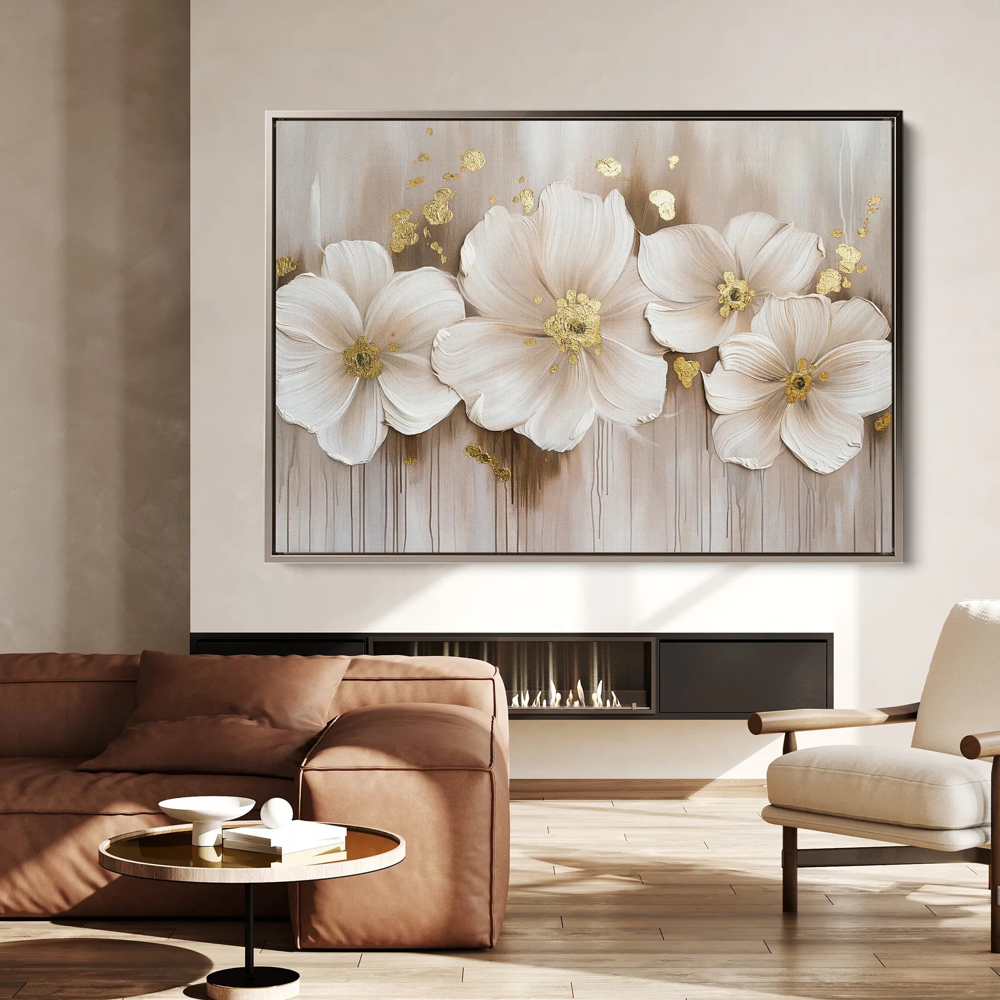 Floral 082 Canvas Art 60 x 40 cm / Black