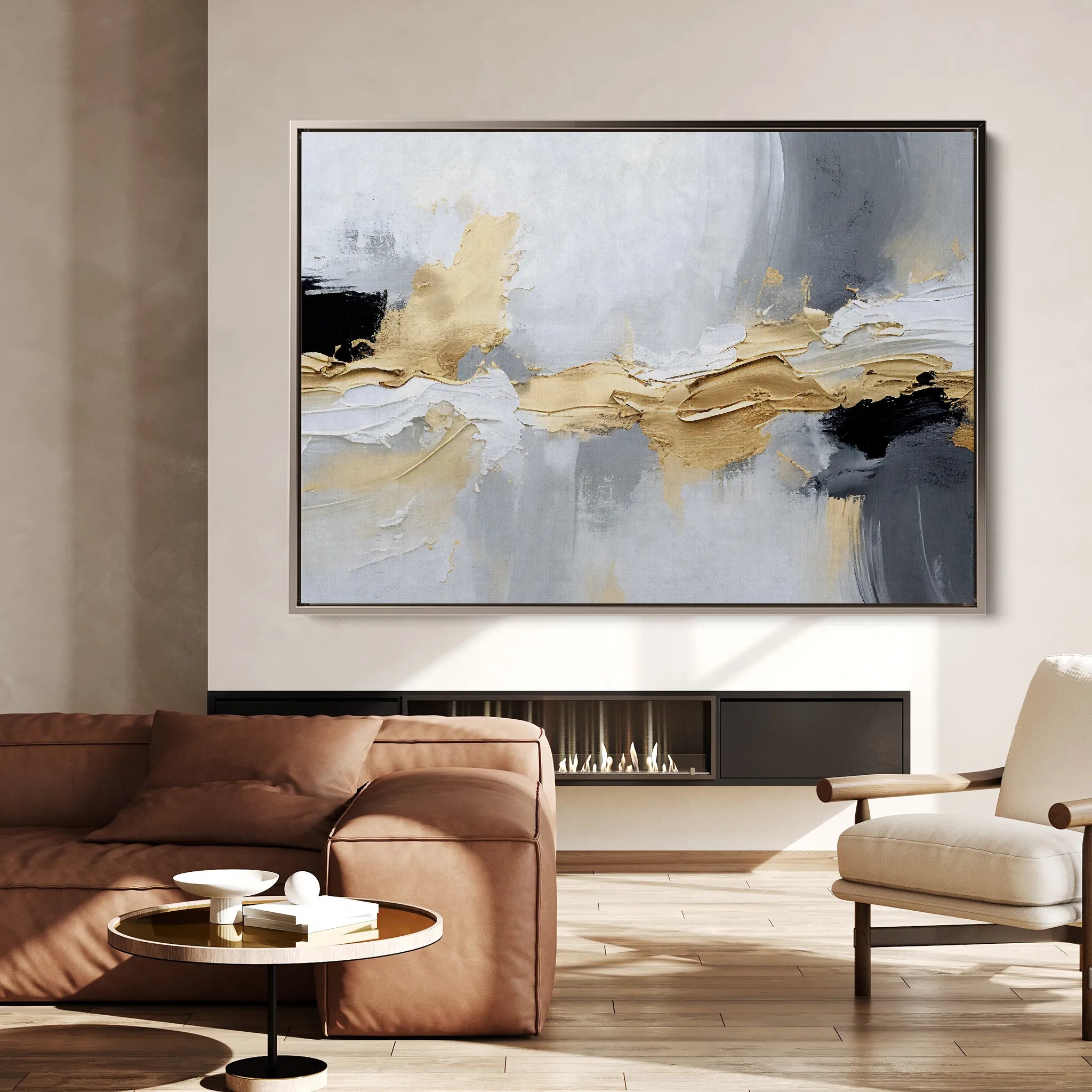 Abstract 084 Canvas Art 60 x 40 cm / Black