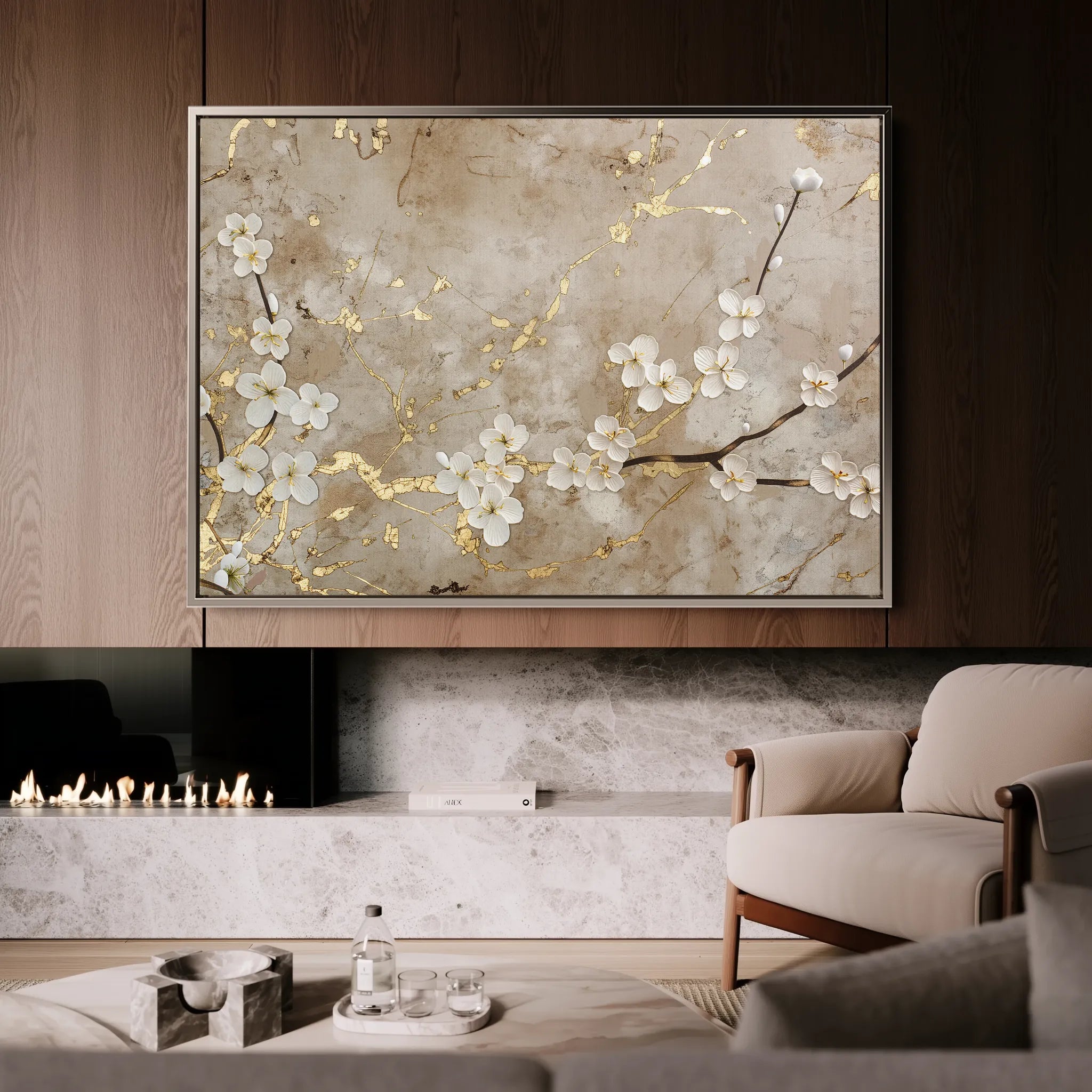 Floral 084 Canvas Art 60 x 40 cm / Black