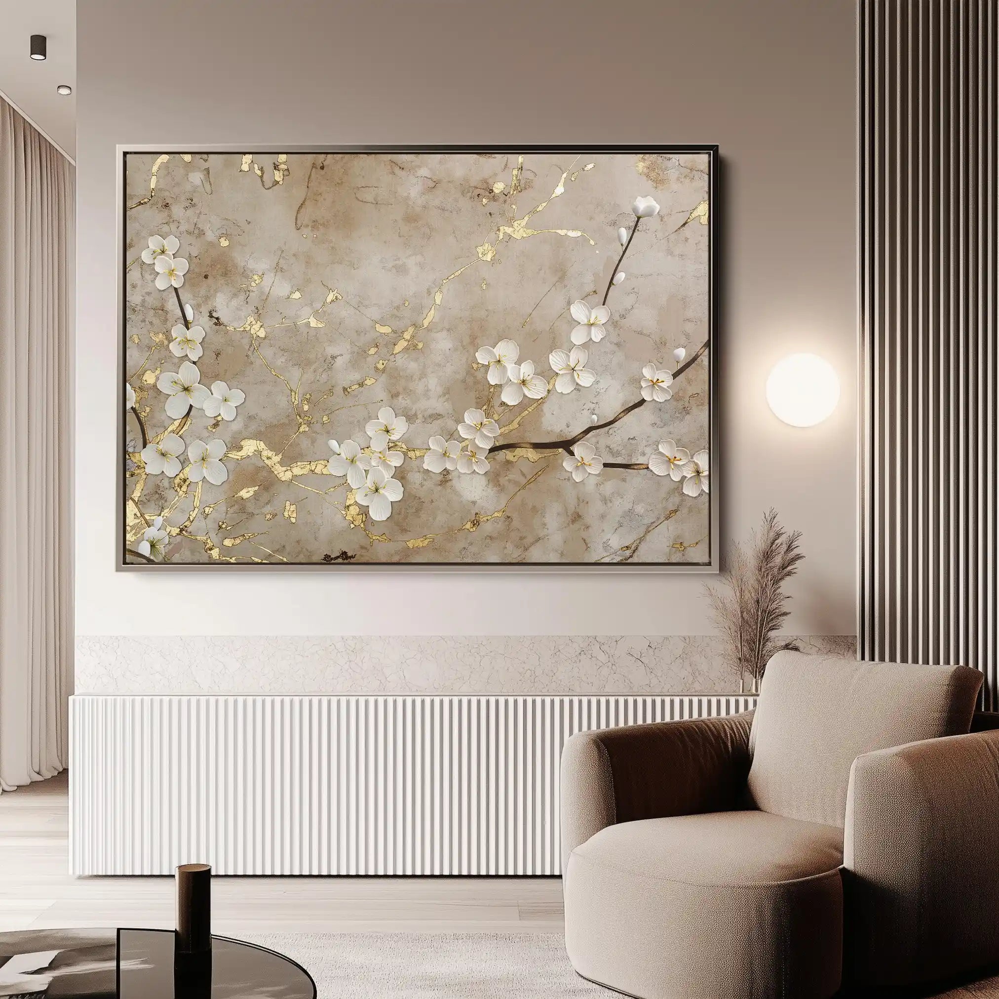 Floral 084 Canvas Art 60 x 40 cm / Black