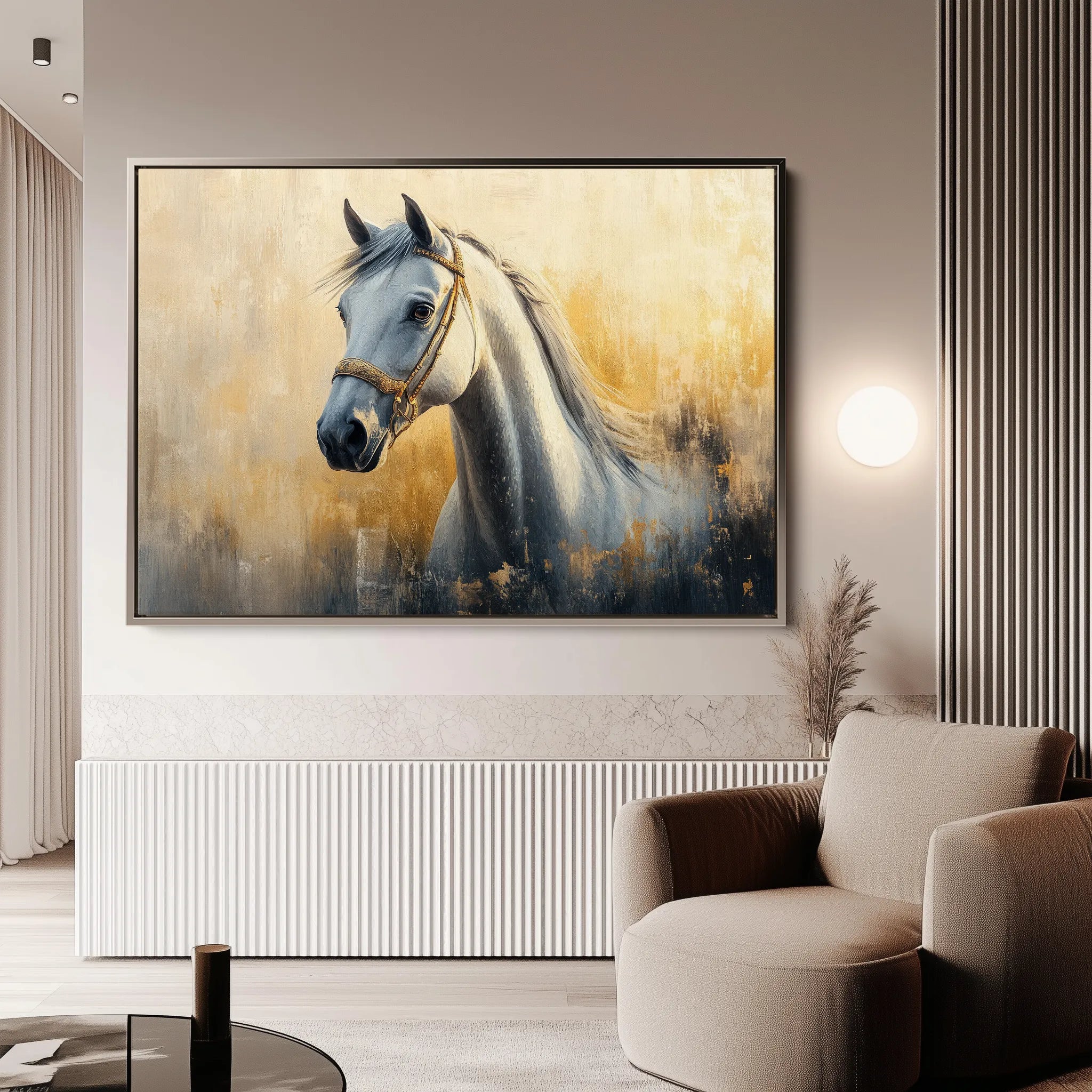 Horses 085 Canvas Art 60 x 40 cm / Black