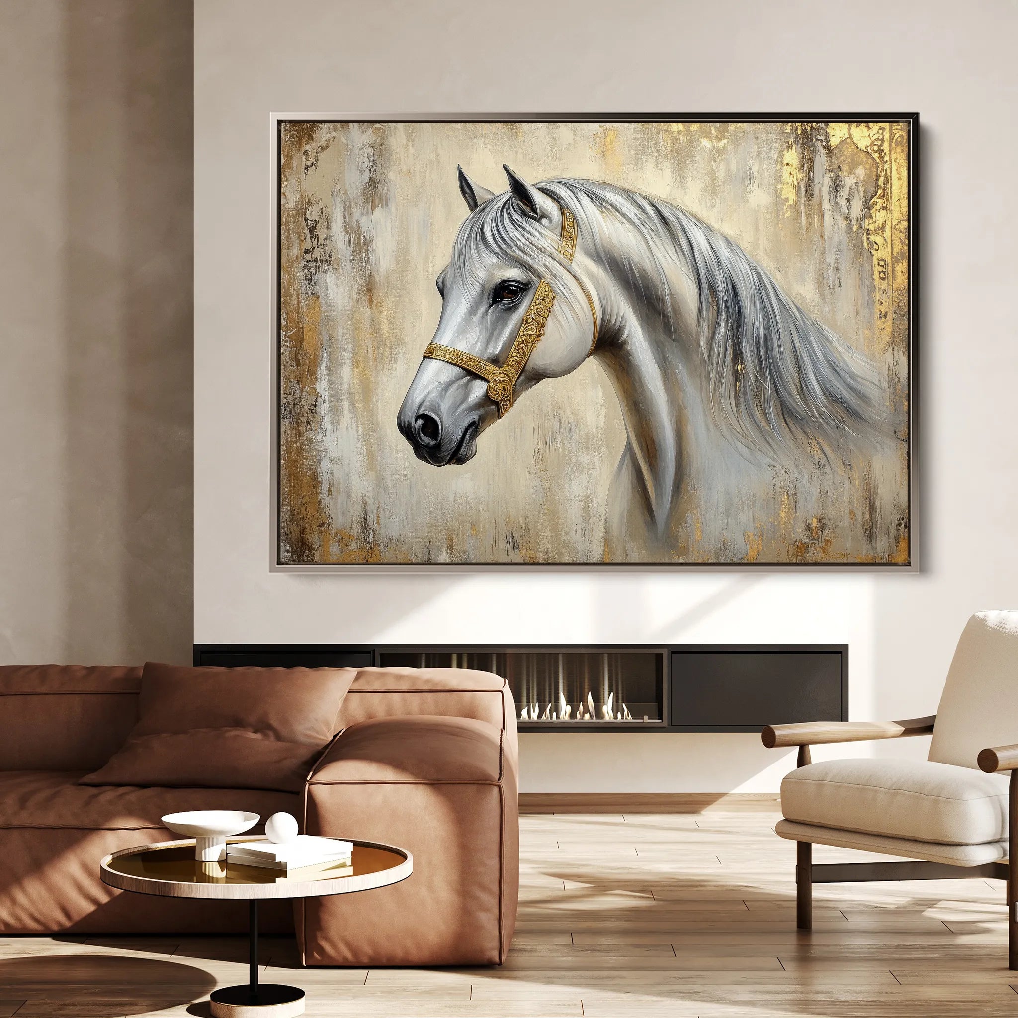 Horses 086 Canvas Art 60 x 40 cm / Black