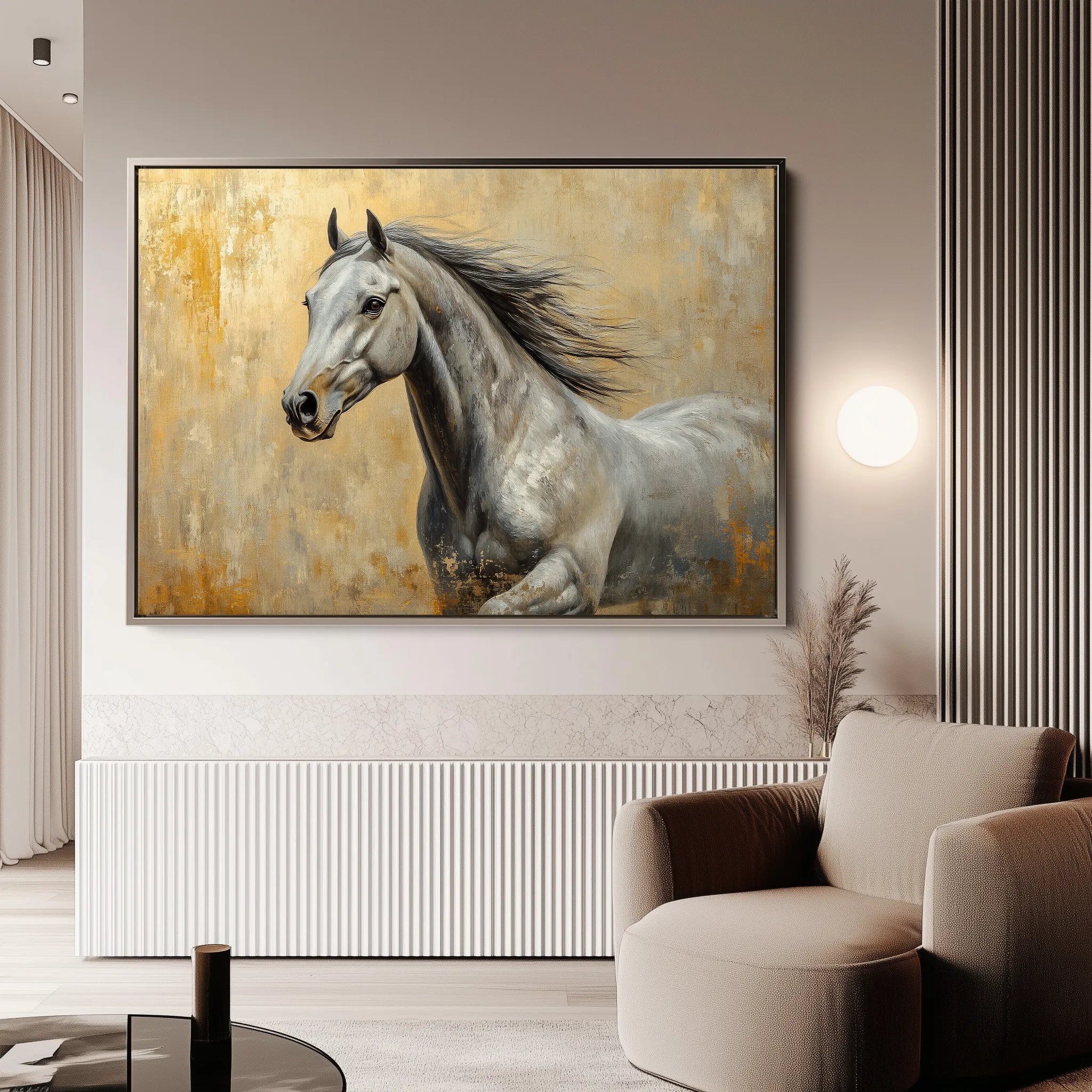 Horses 089 Canvas Art 60 x 40 cm / Black