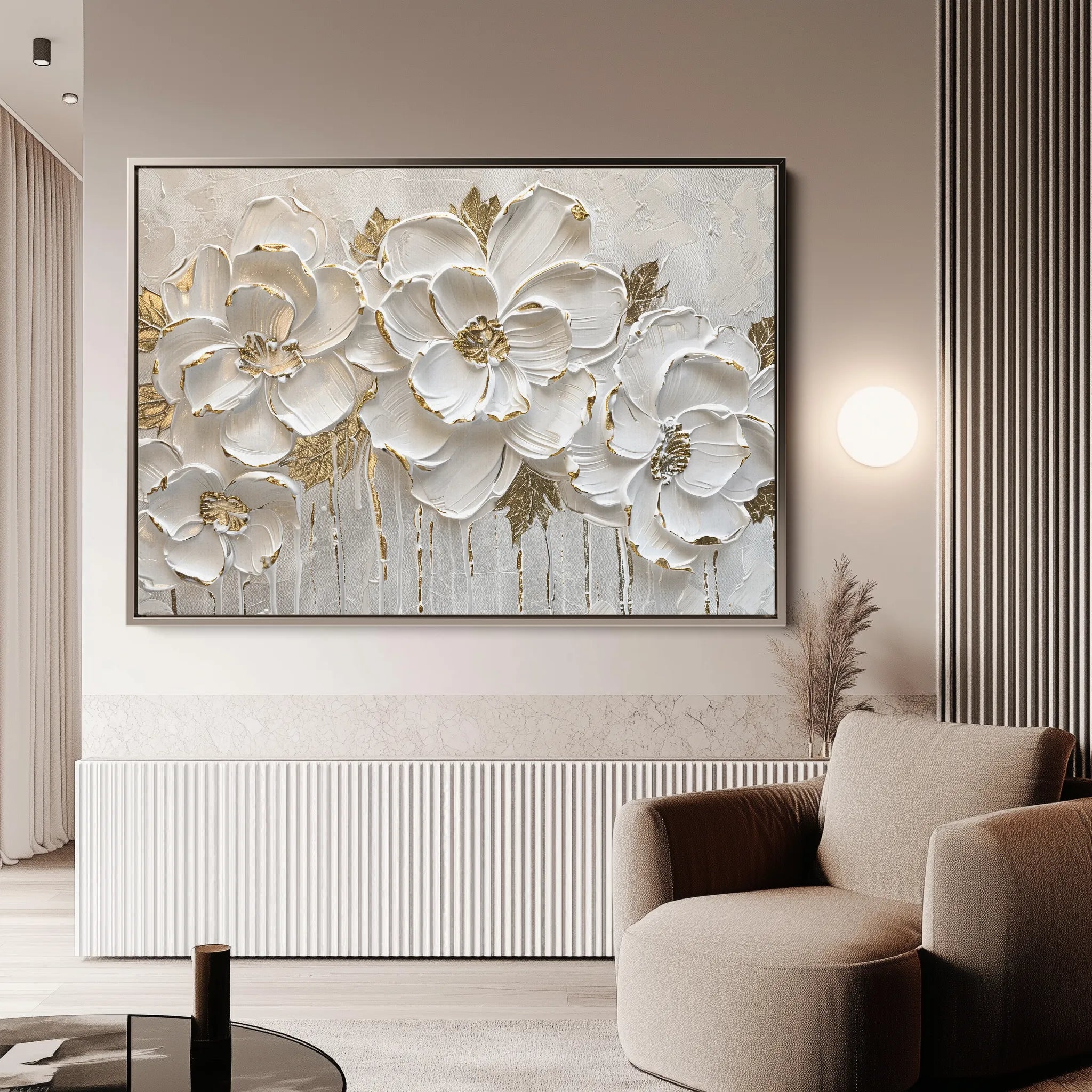 Floral 090 Canvas Art 60 x 40 cm / Black