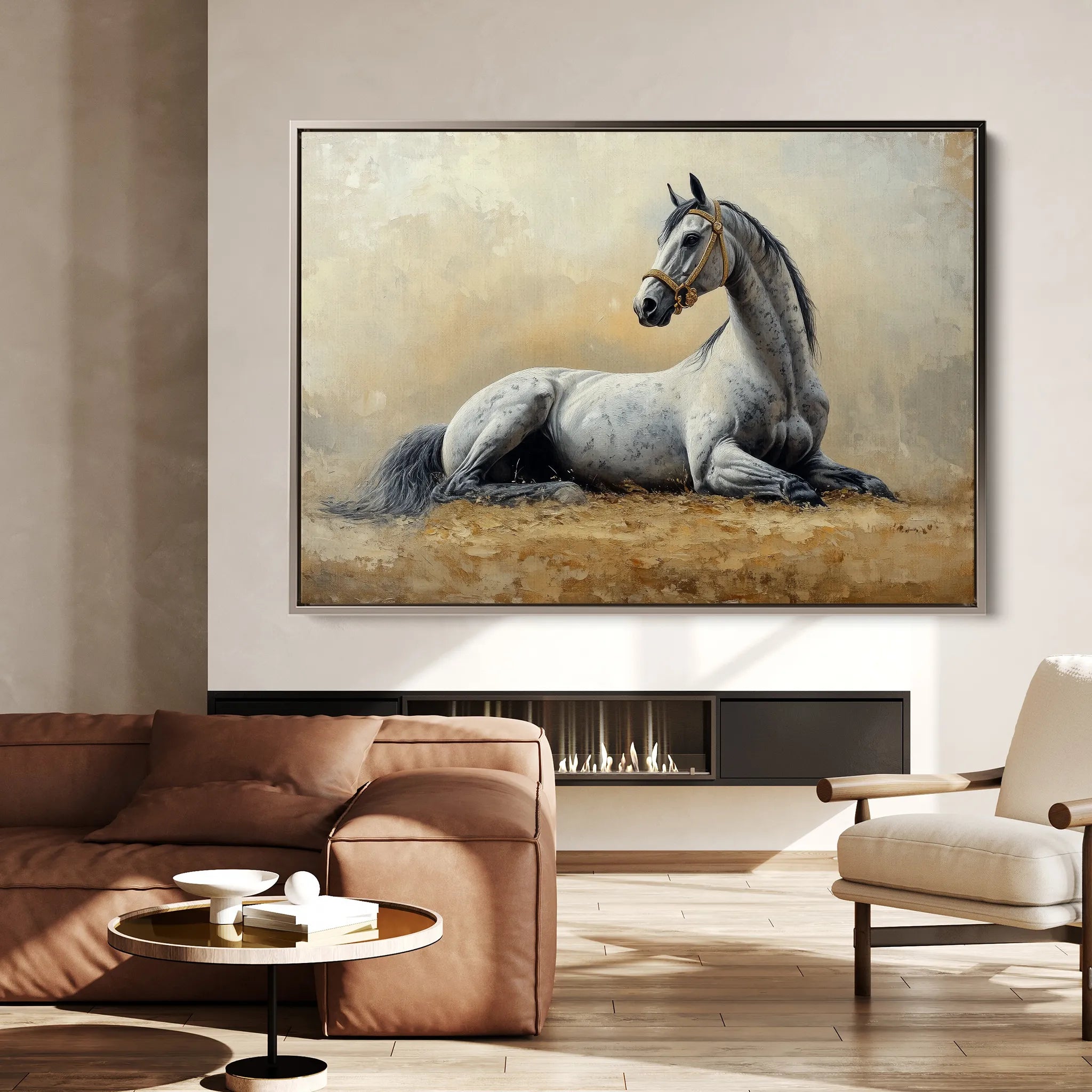 Horses 090 Canvas Art 60 x 40 cm / Black