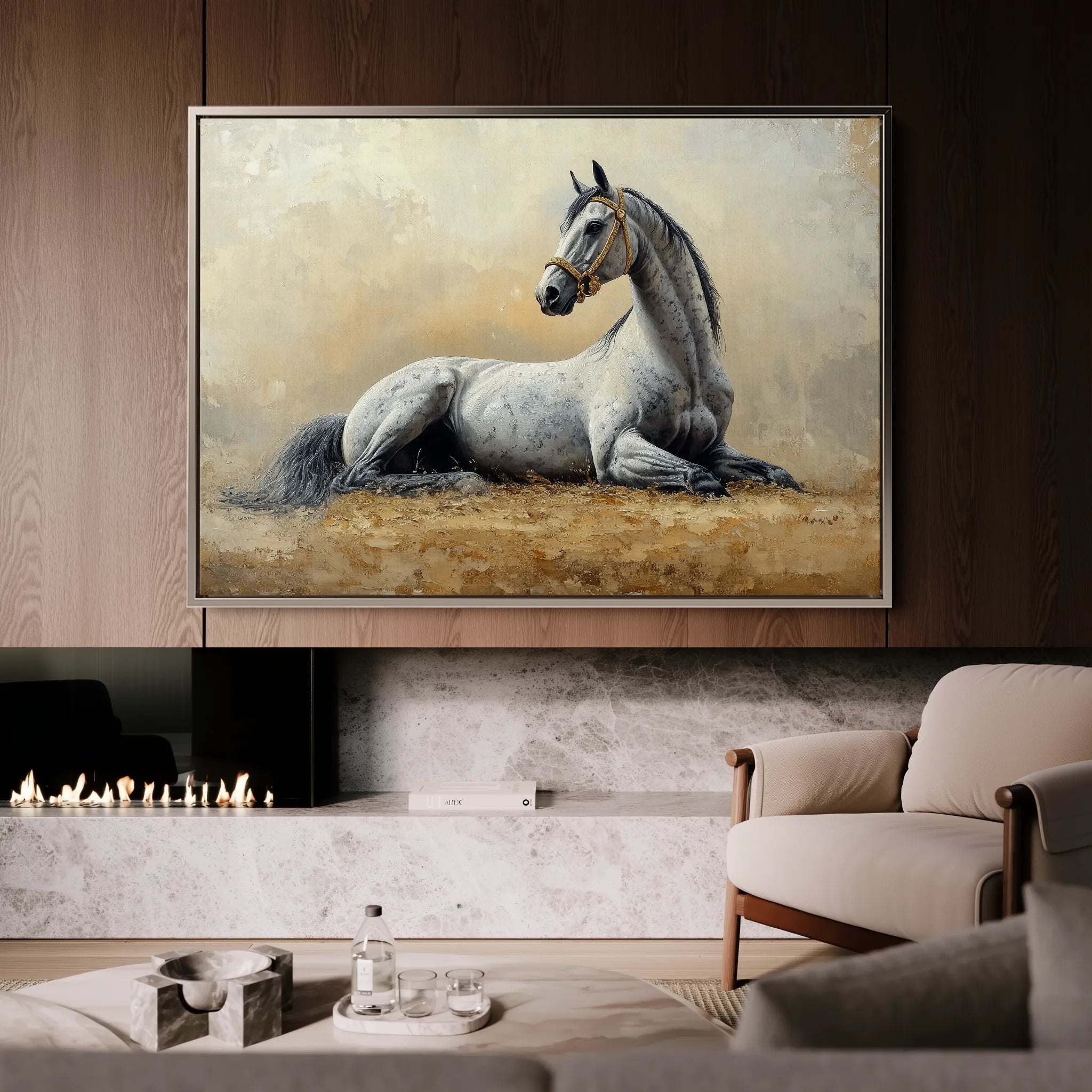 Horses 090 Canvas Art 60 x 40 cm / Black