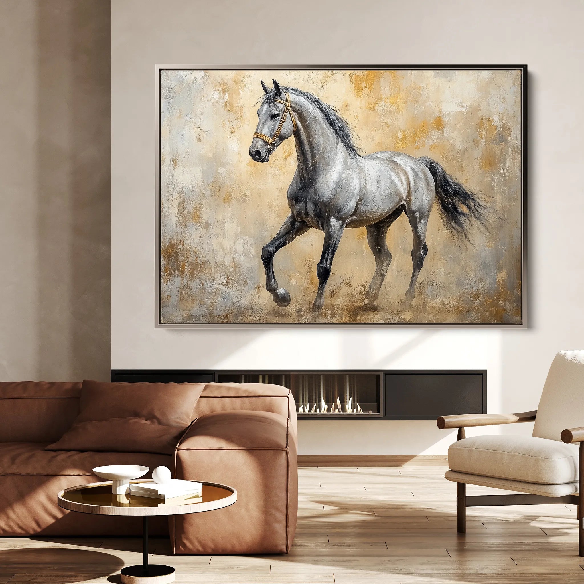 Horses 091 Canvas Art 60 x 40 cm / Black