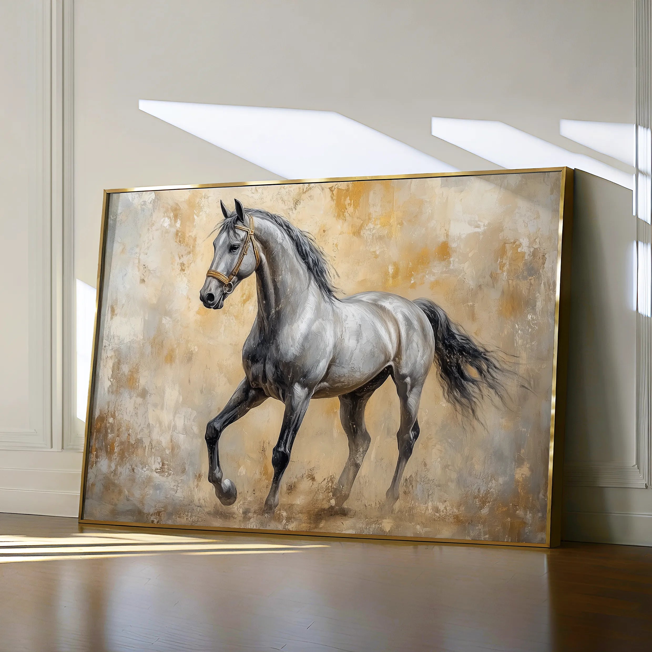 Horses 091 Canvas Art 60 x 40 cm / Black