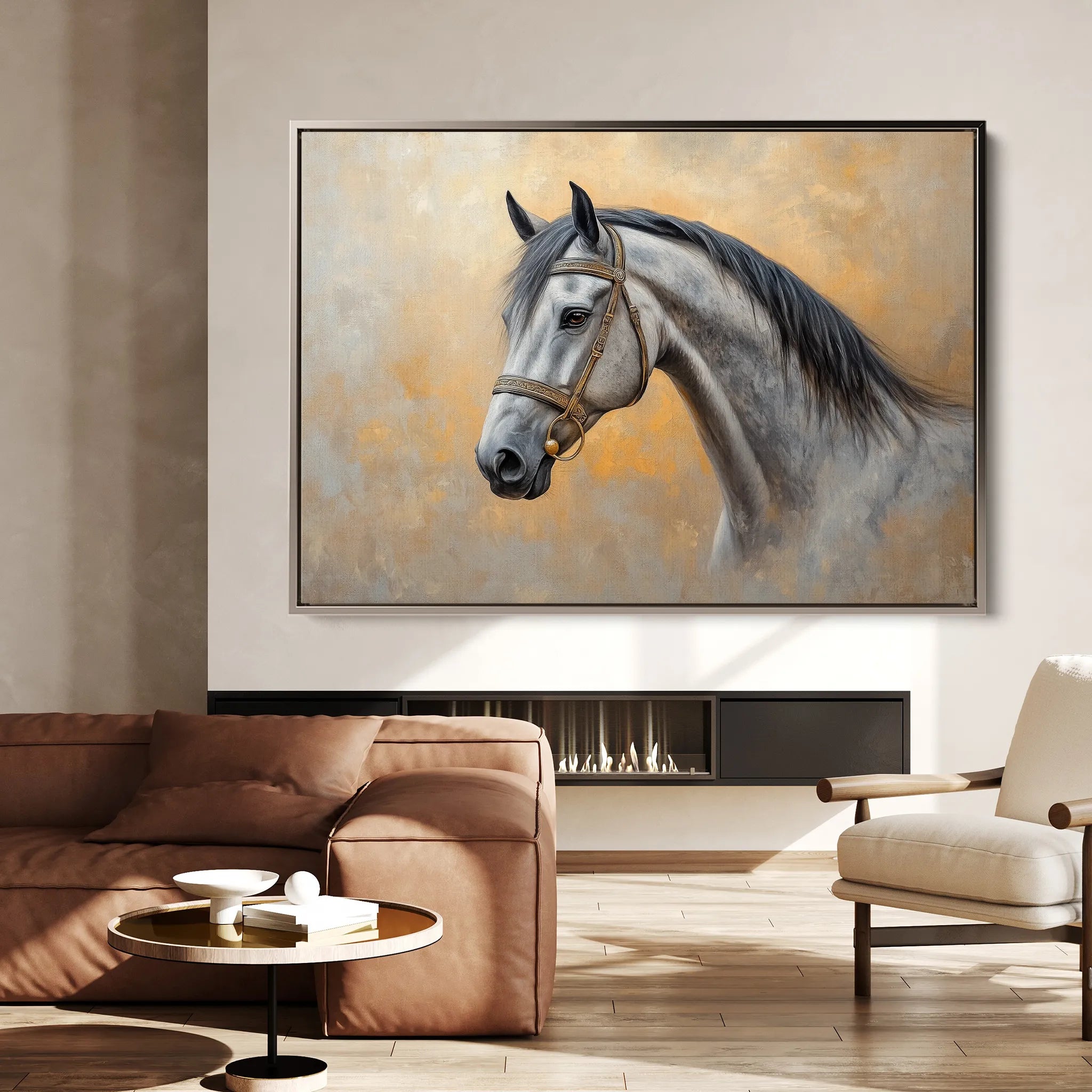 Horses 092 Canvas Art 60 x 40 cm / Black