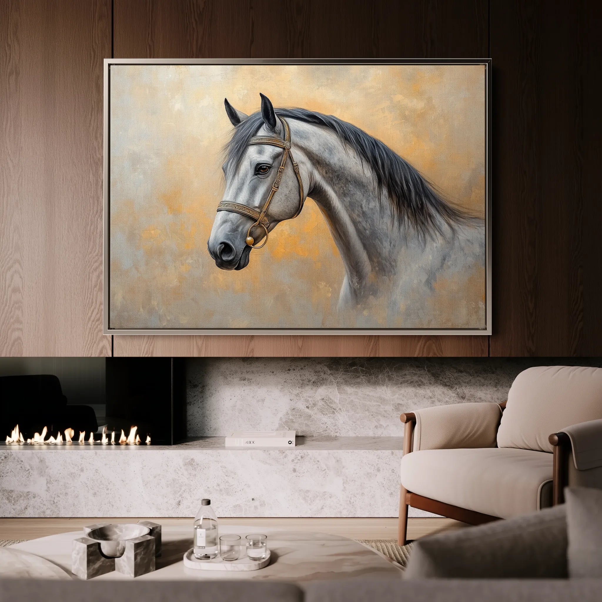 Horses 092 Canvas Art 60 x 40 cm / Black