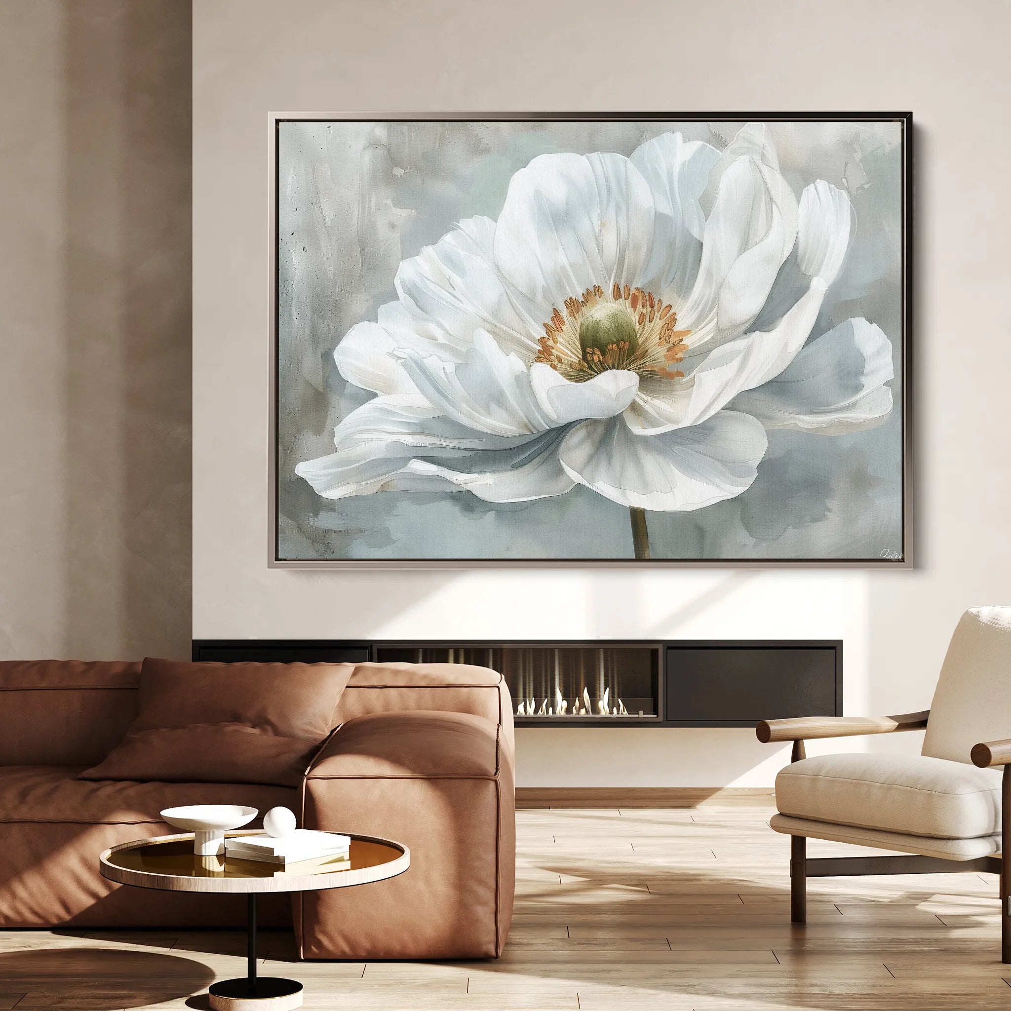 Floral 093 Canvas Art 60 x 40 cm / Black