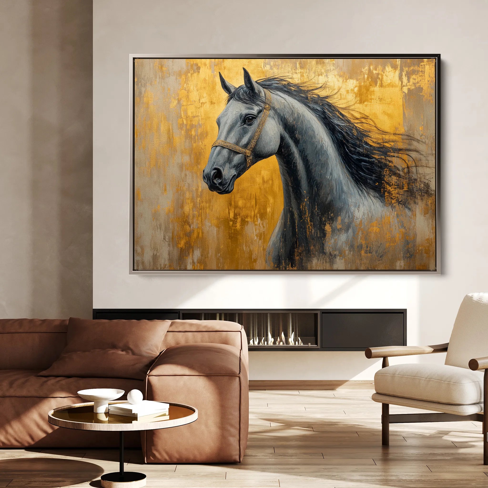 Horses 093 Canvas Art 60 x 40 cm / Black