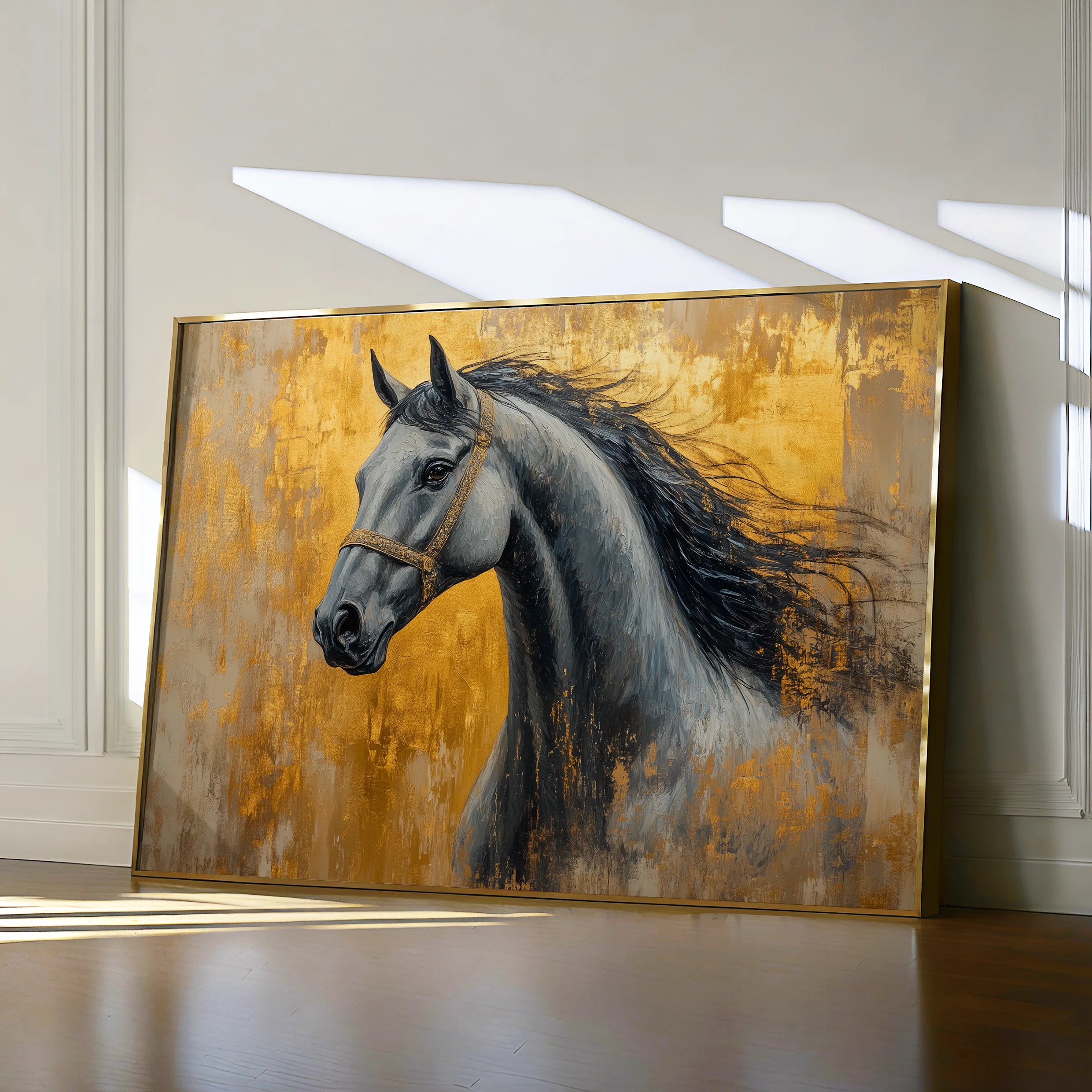 Horses 093 Canvas Art 60 x 40 cm / Black