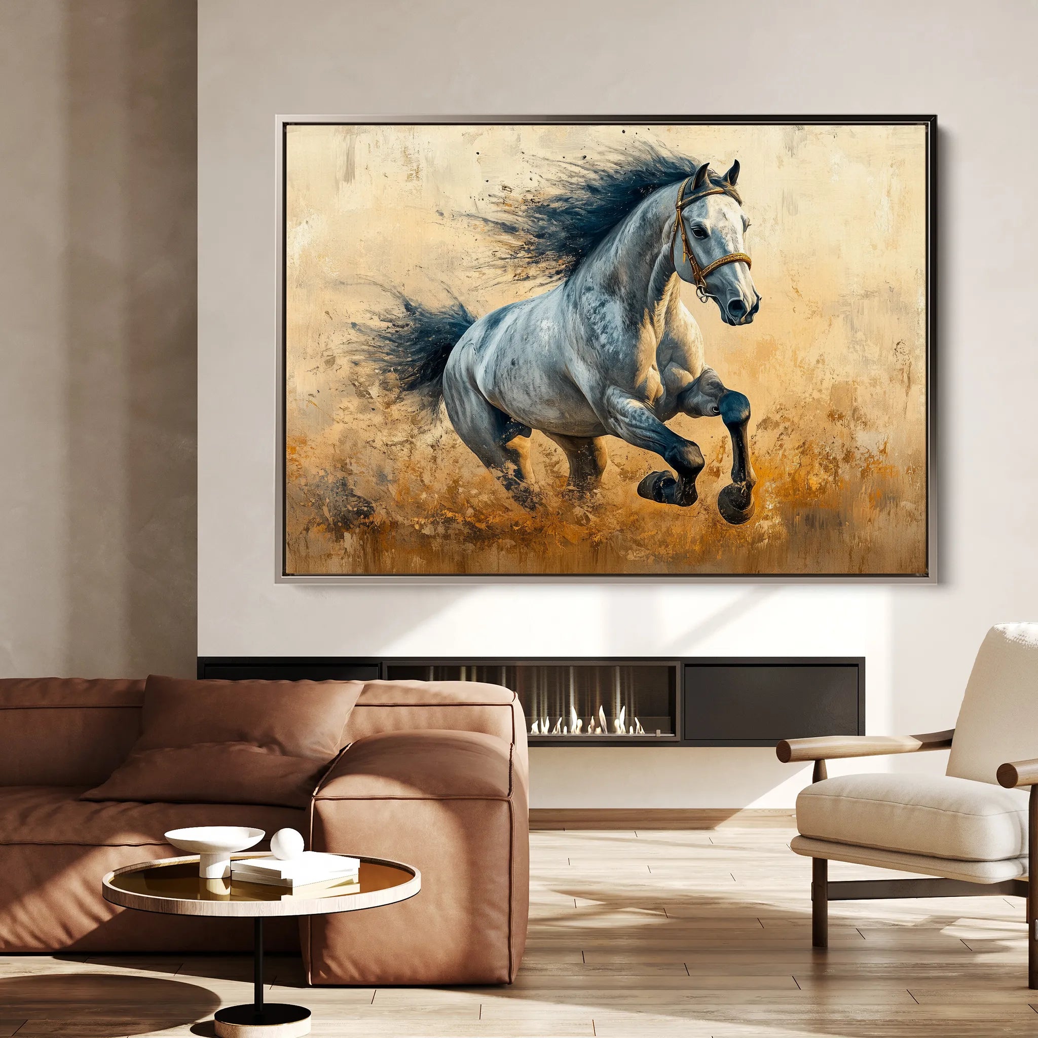 Horses 094 Canvas Art 60 x 40 cm / Black