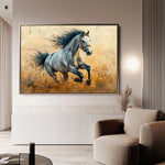 Horses 094 Canvas Art 60 x 40 cm / Black