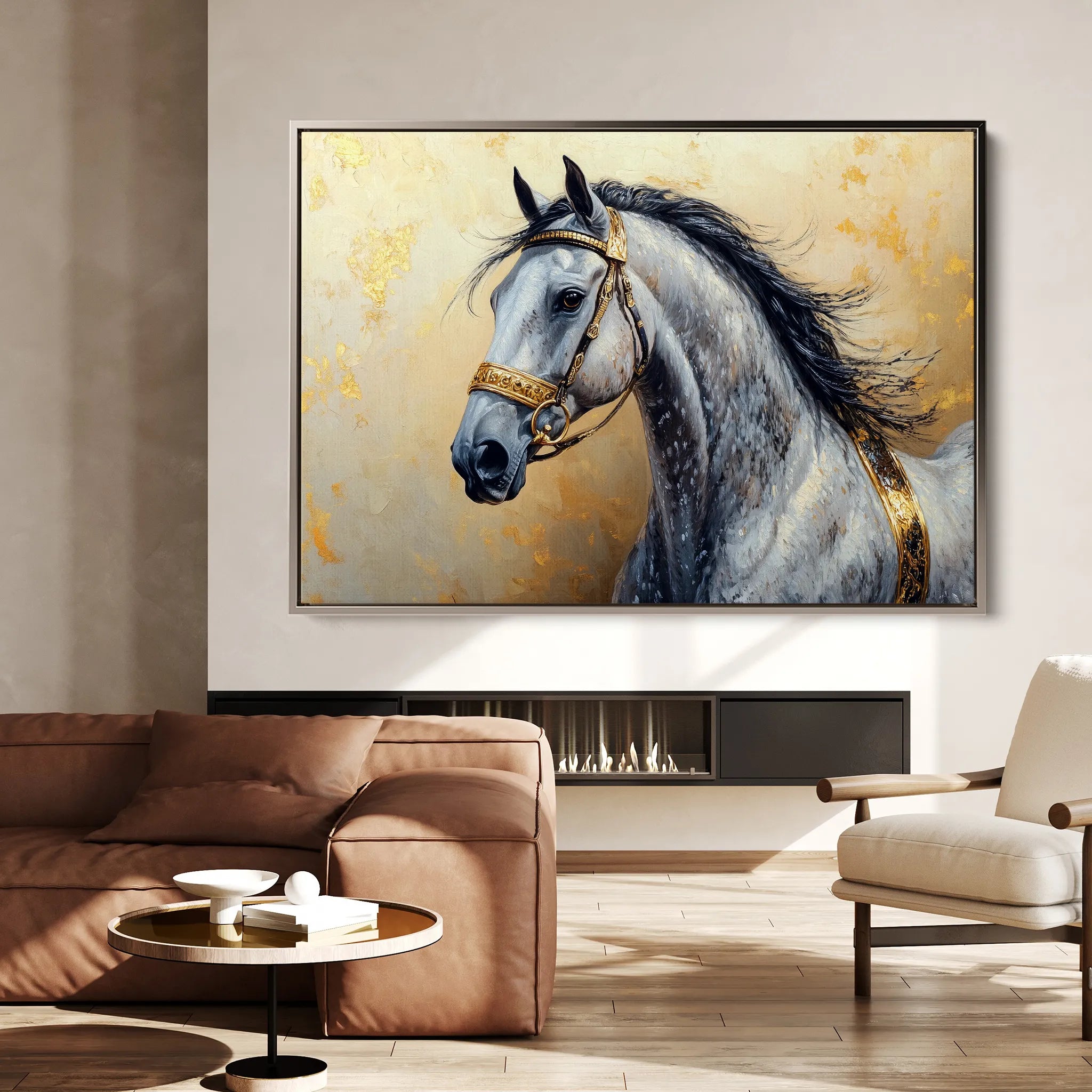 Horses 095 Canvas Art 60 x 40 cm / Black