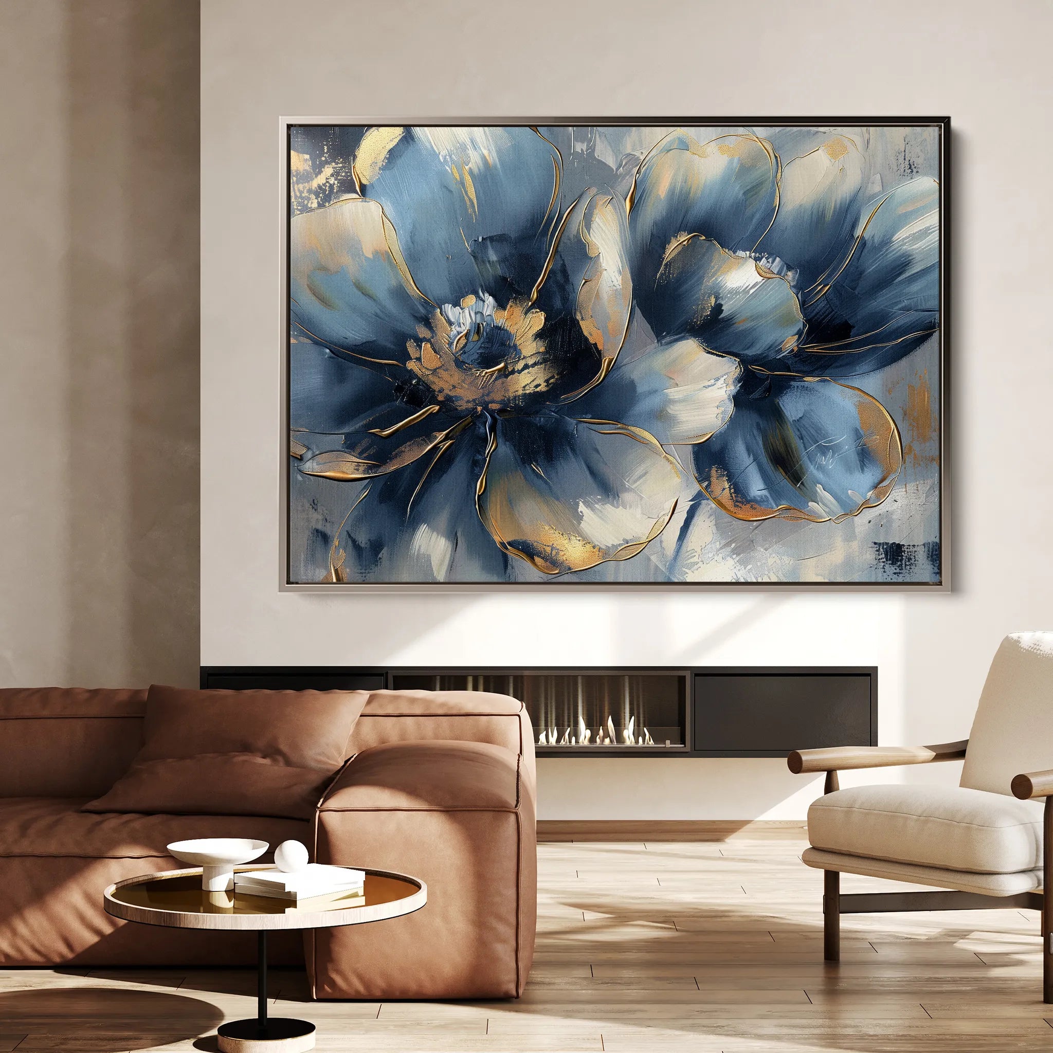 Floral 096 Canvas Art 60 x 40 cm / Black