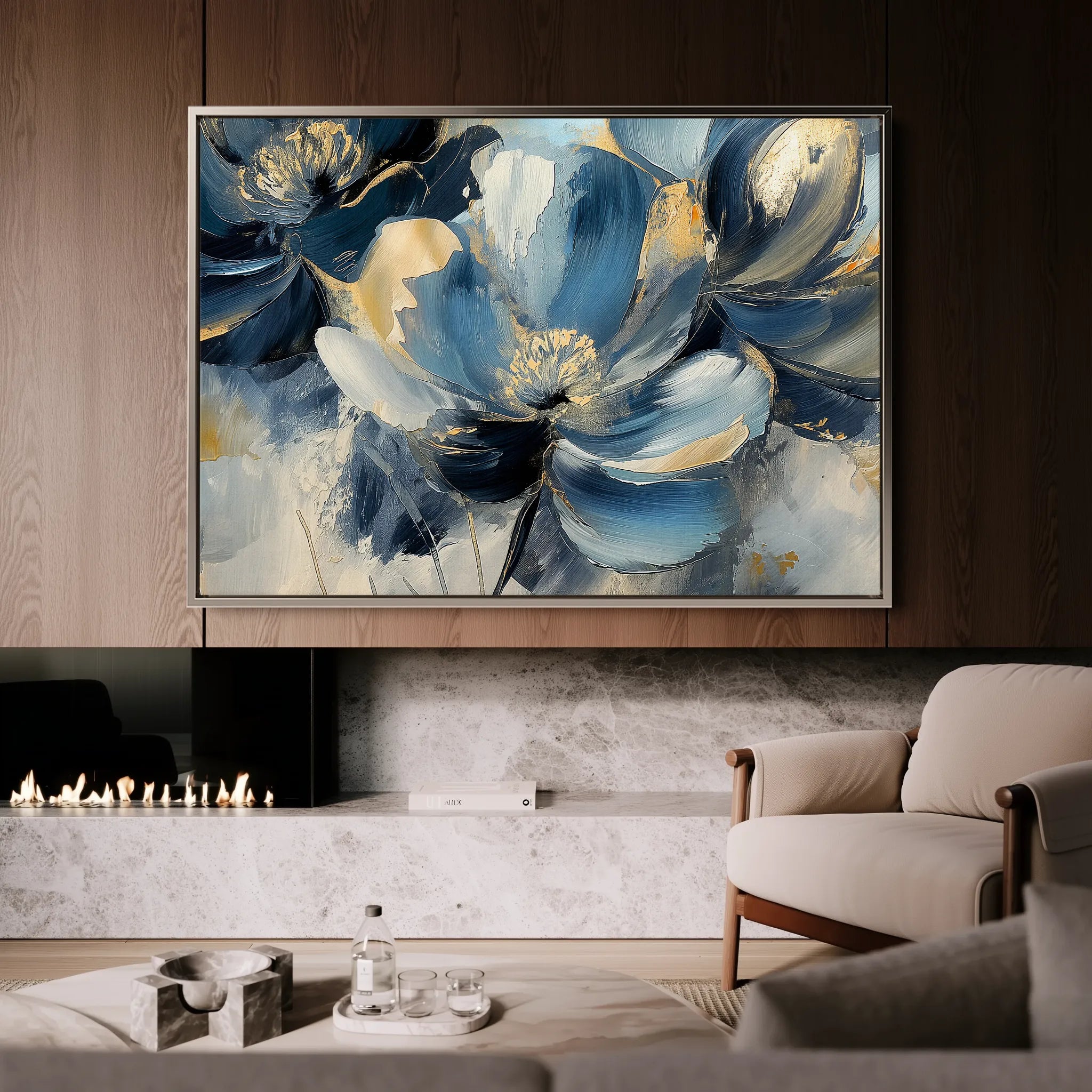 Floral 098 Canvas Art 60 x 40 cm / Black