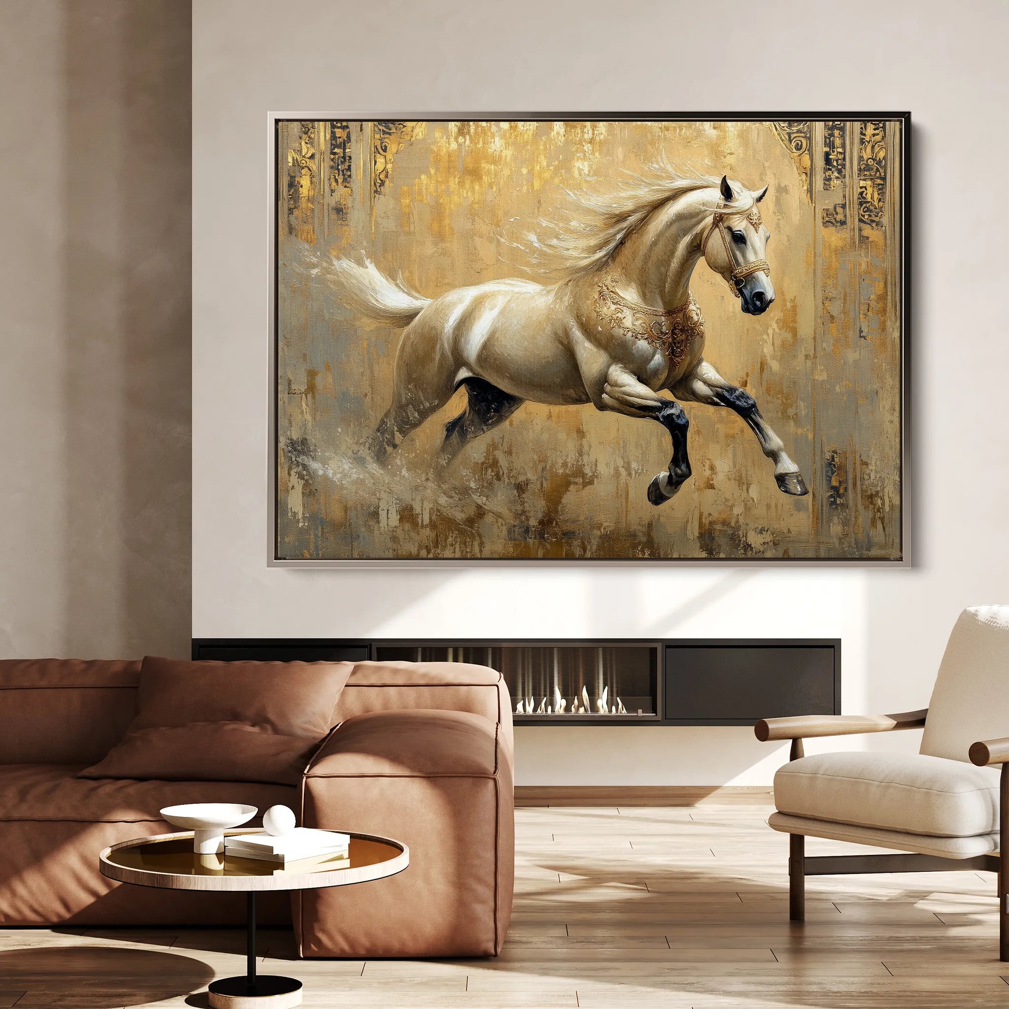 Horses 099 Canvas Art 60 x 40 cm / Black