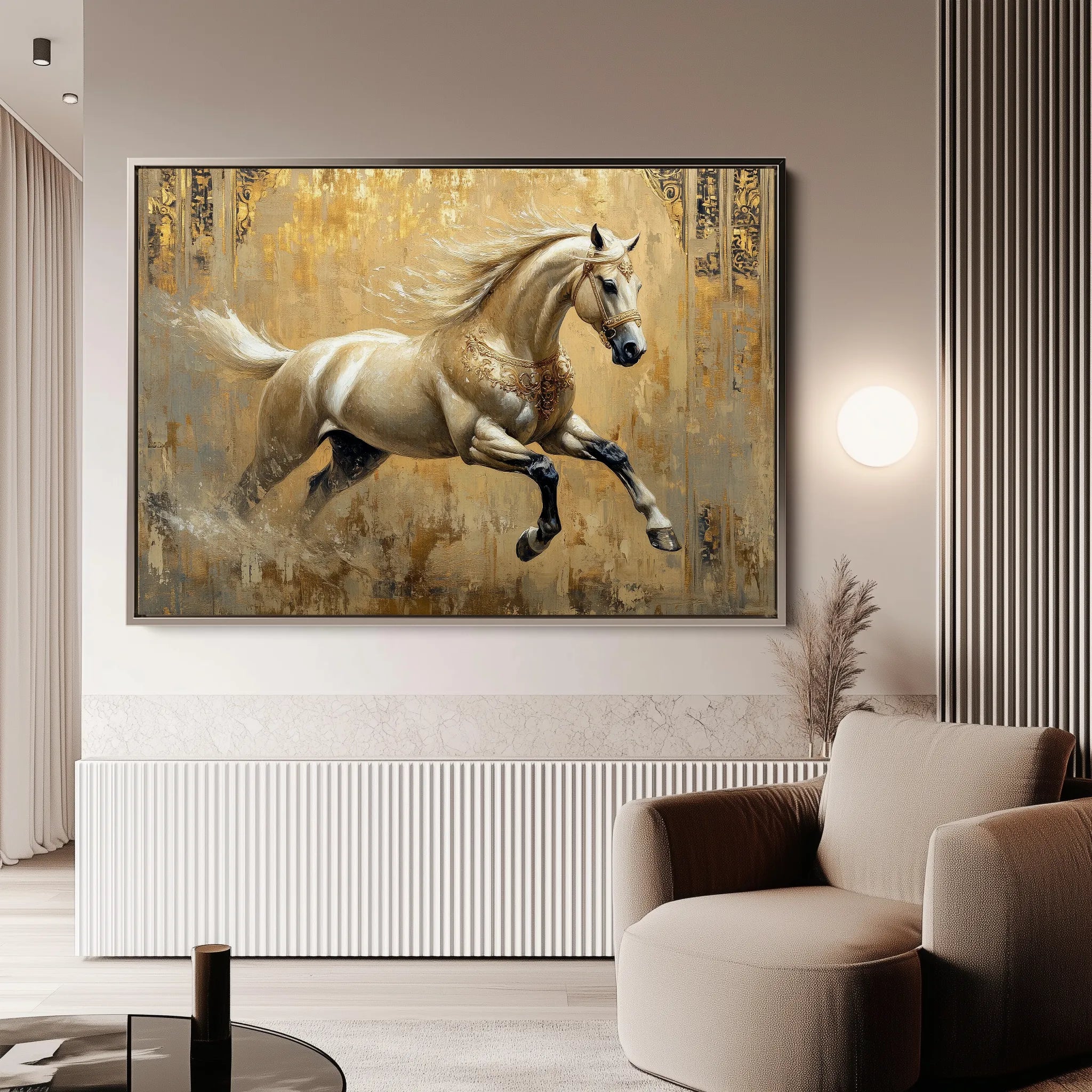 Horses 099 Canvas Art 60 x 40 cm / Black