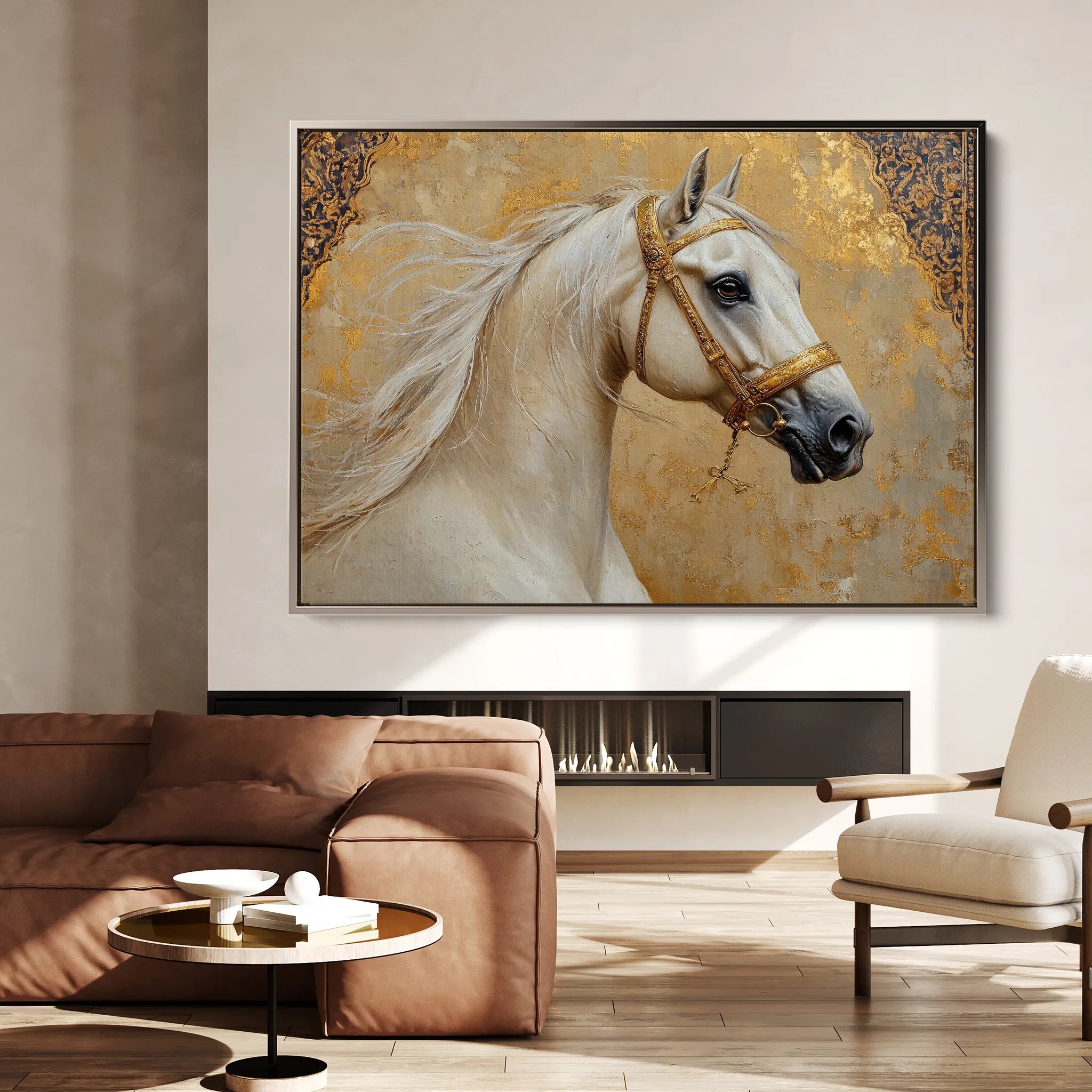 Horses 100 Canvas Art 60 x 40 cm / Black