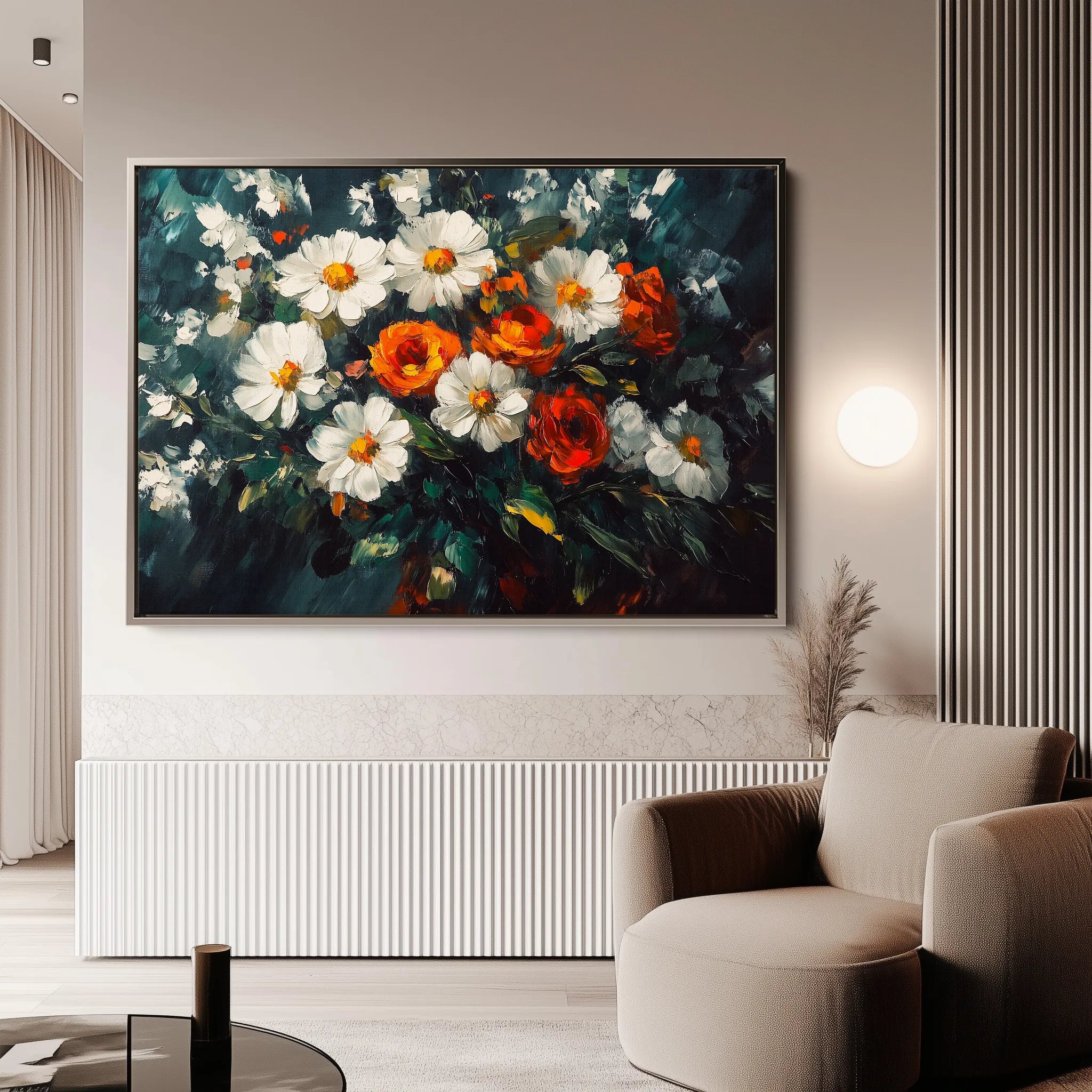 Floral 1002 Canvas Art 60 x 40 cm / Black