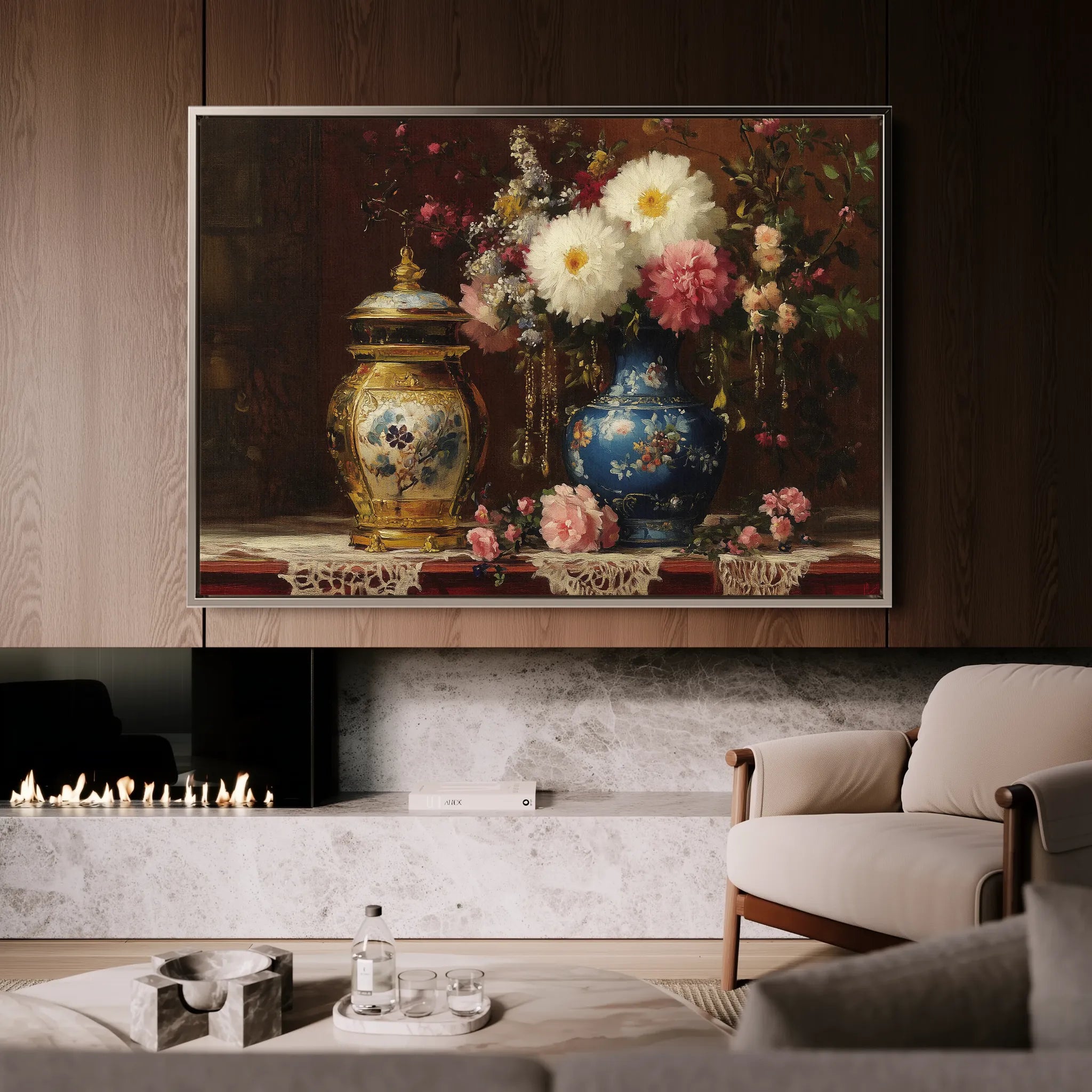 Floral 1009 Canvas Art 60 x 40 cm / Black