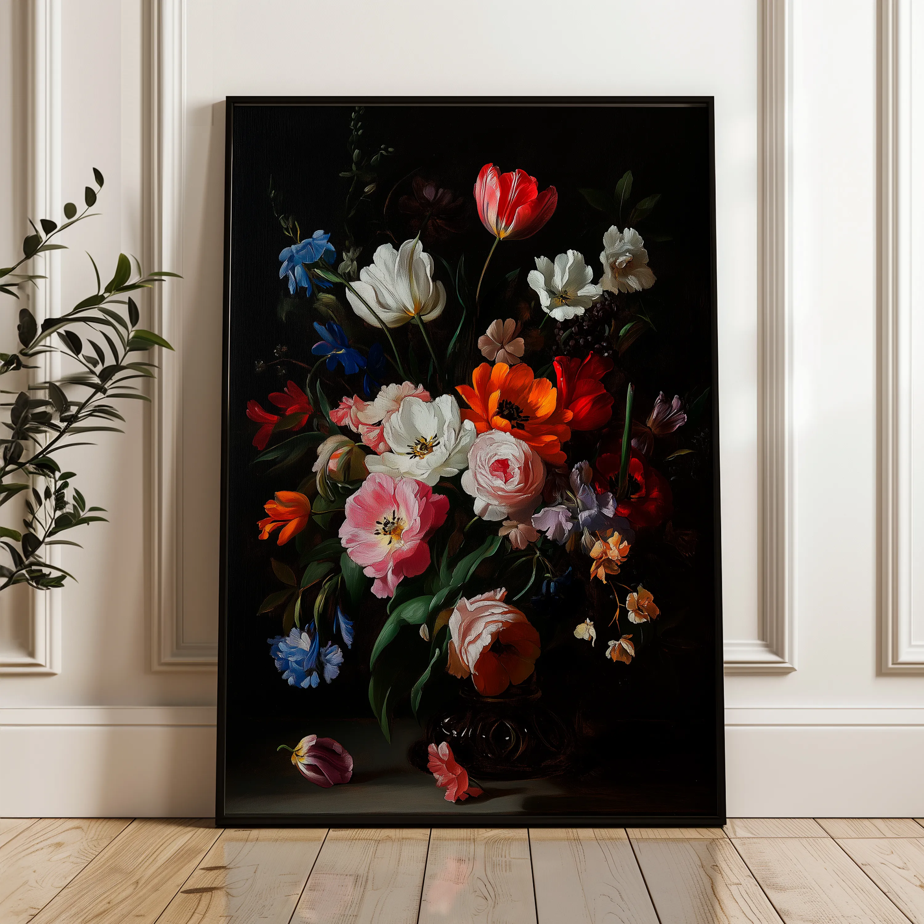 Floral 1014 Canvas Art 60 x 40 cm / Black