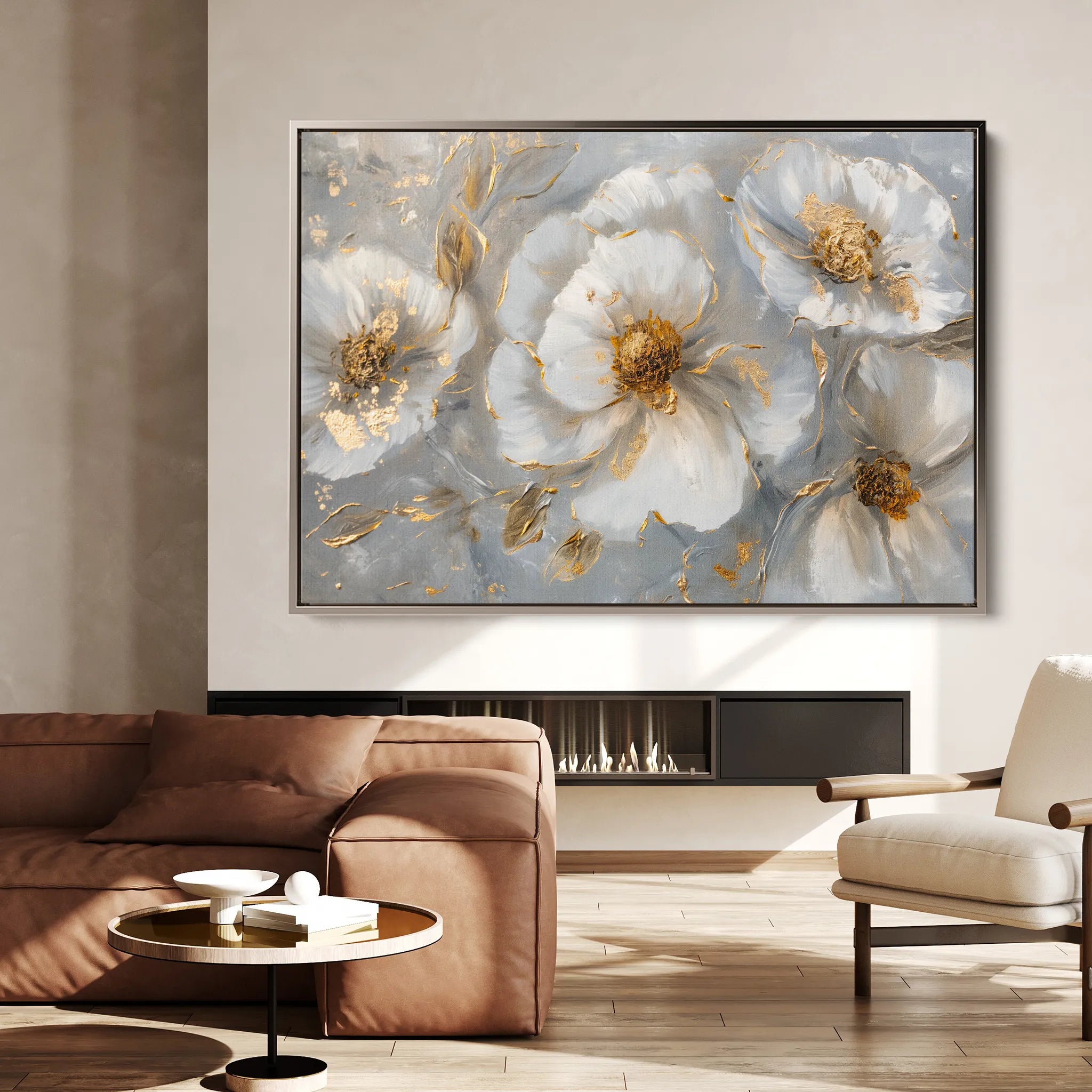 Floral 102 Canvas Art 60 x 40 cm / Black