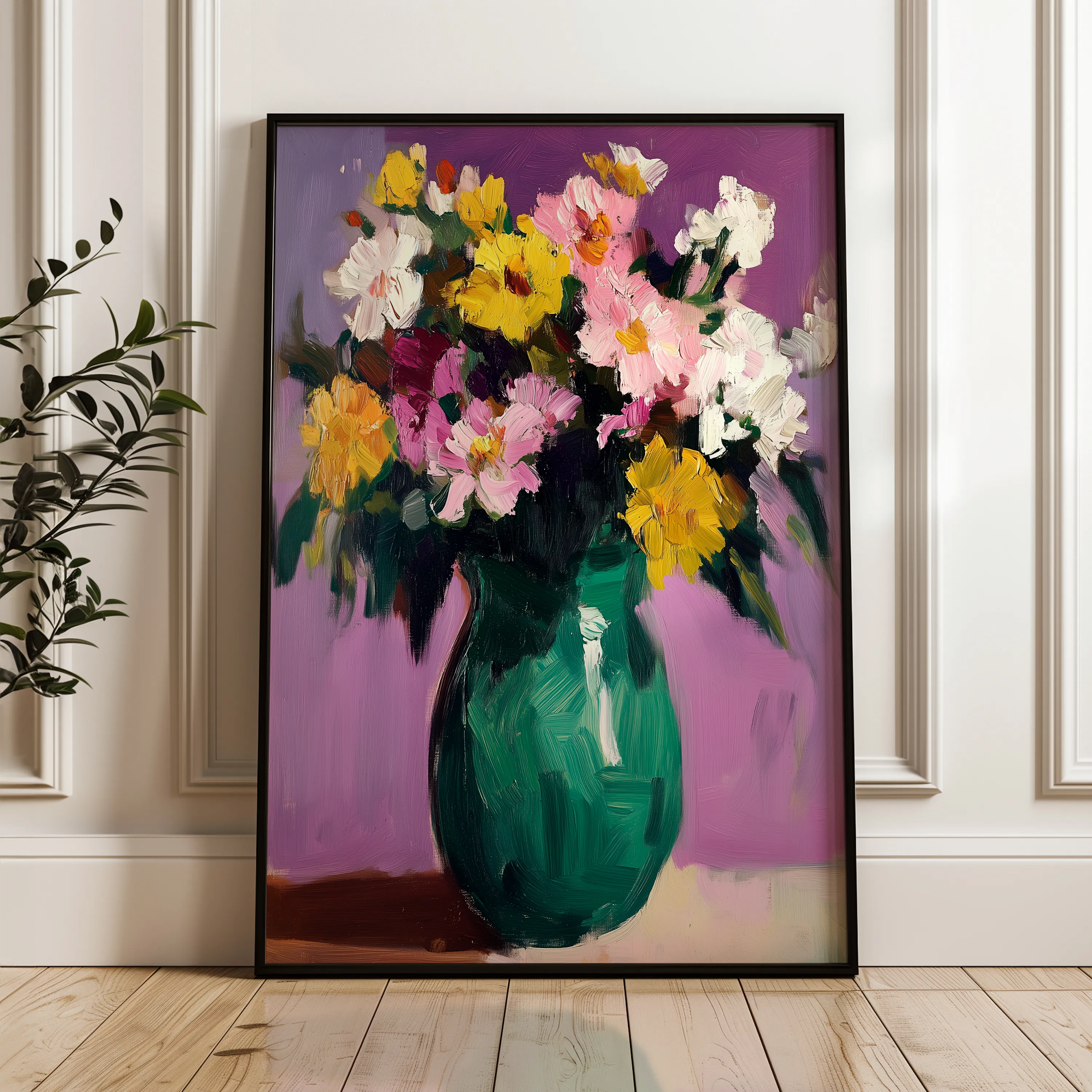 Floral 1024 Canvas Art 60 x 40 cm / Black