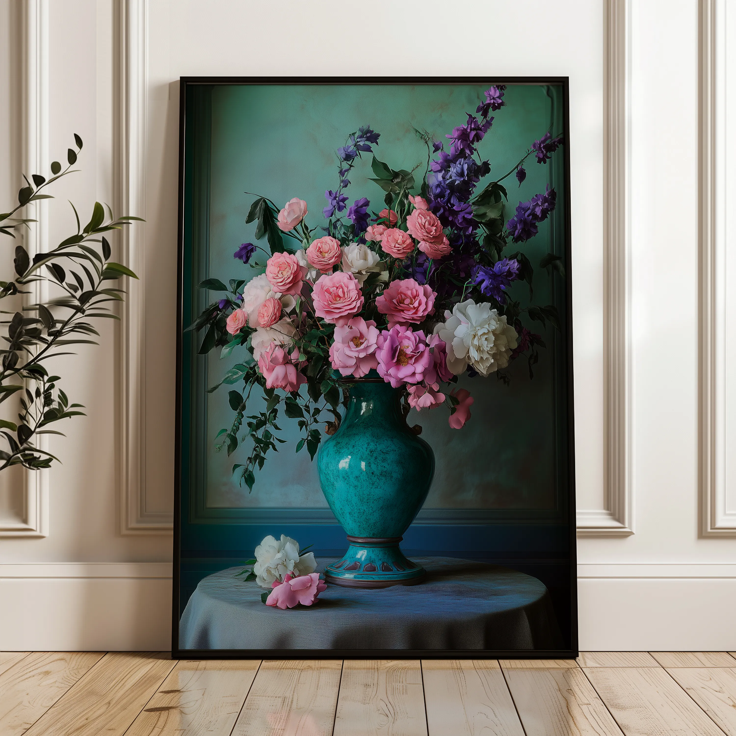 Floral 1025 Canvas Art 60 x 40 cm / Black