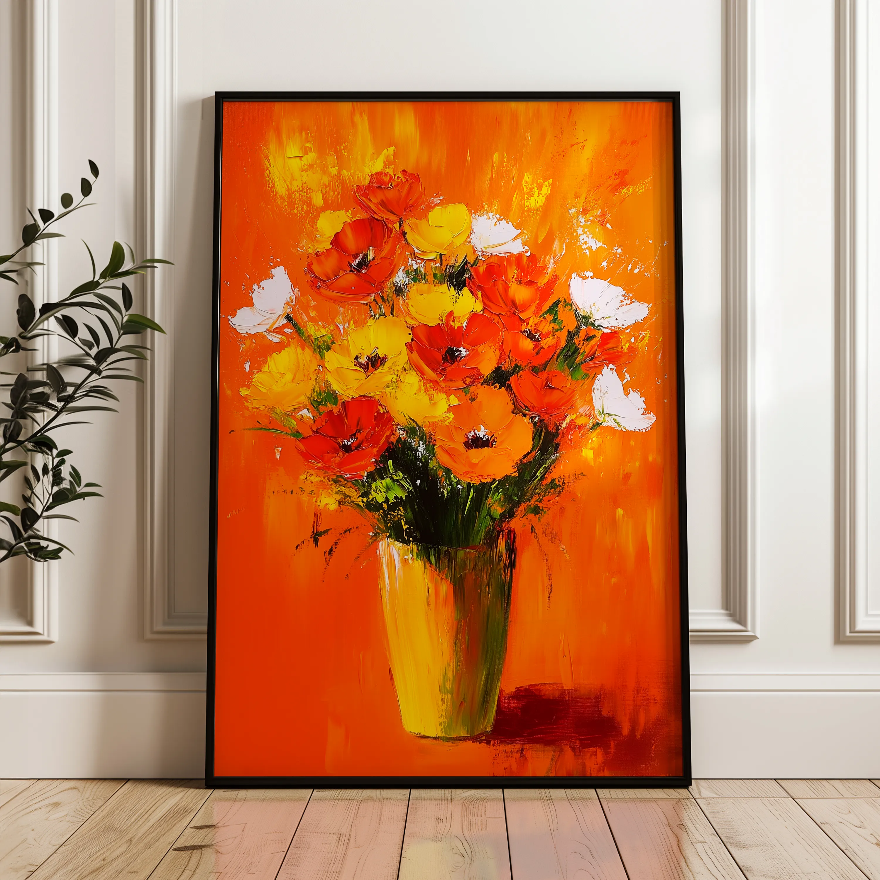 Floral 1028 Canvas Art 60 x 40 cm / Black