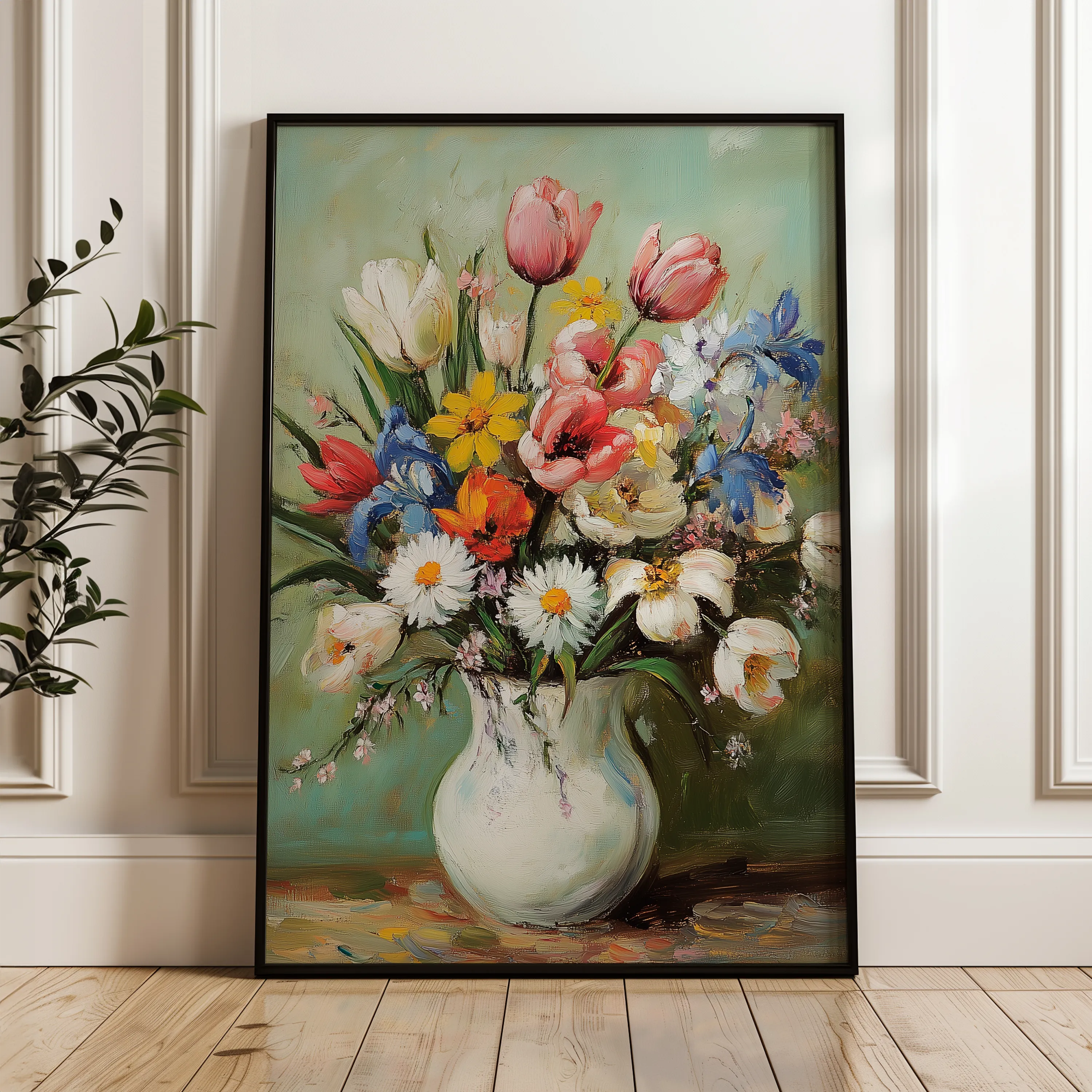 Floral 1029 Canvas Art 60 x 40 cm / Black
