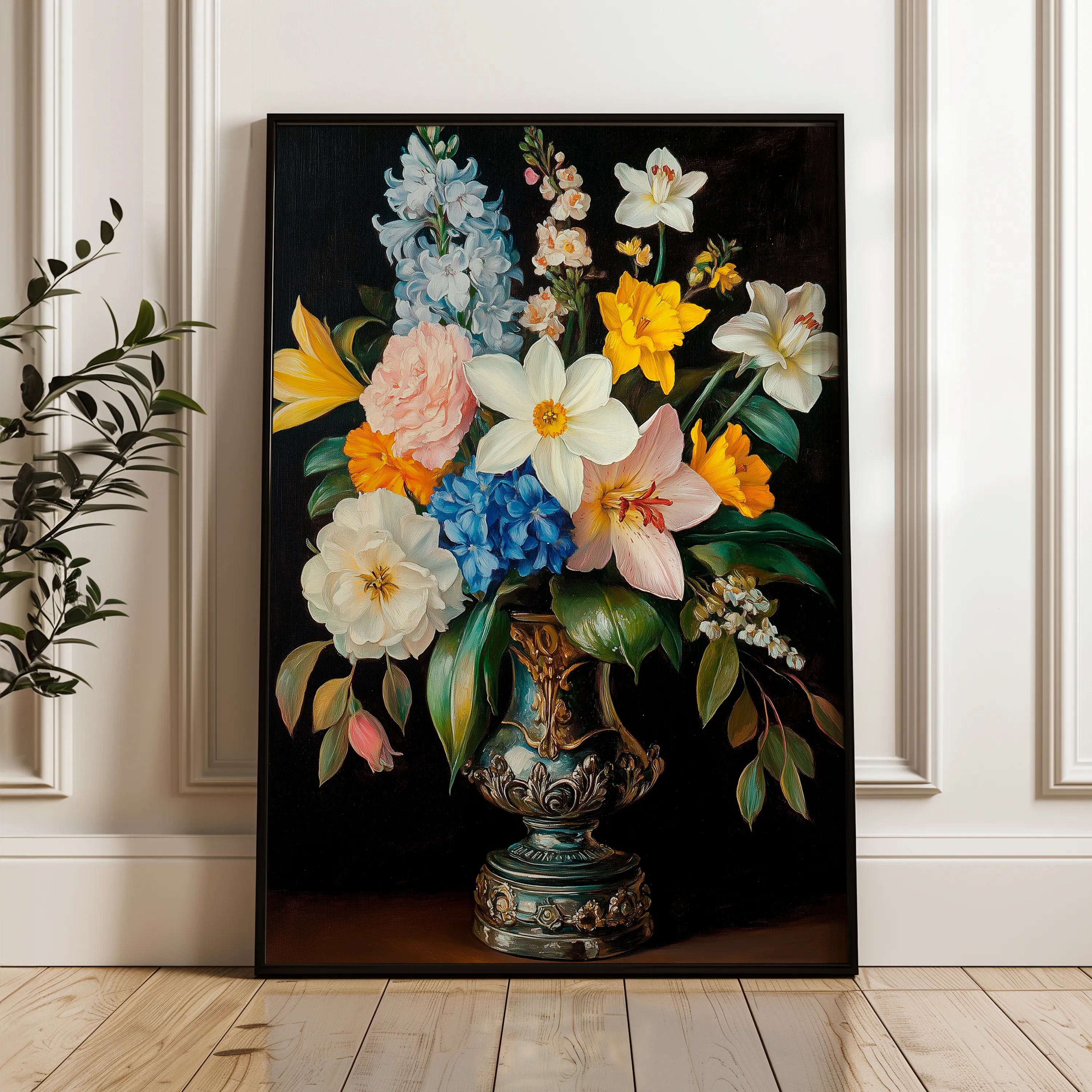 Floral 1031 Canvas Art 60 x 40 cm / Black