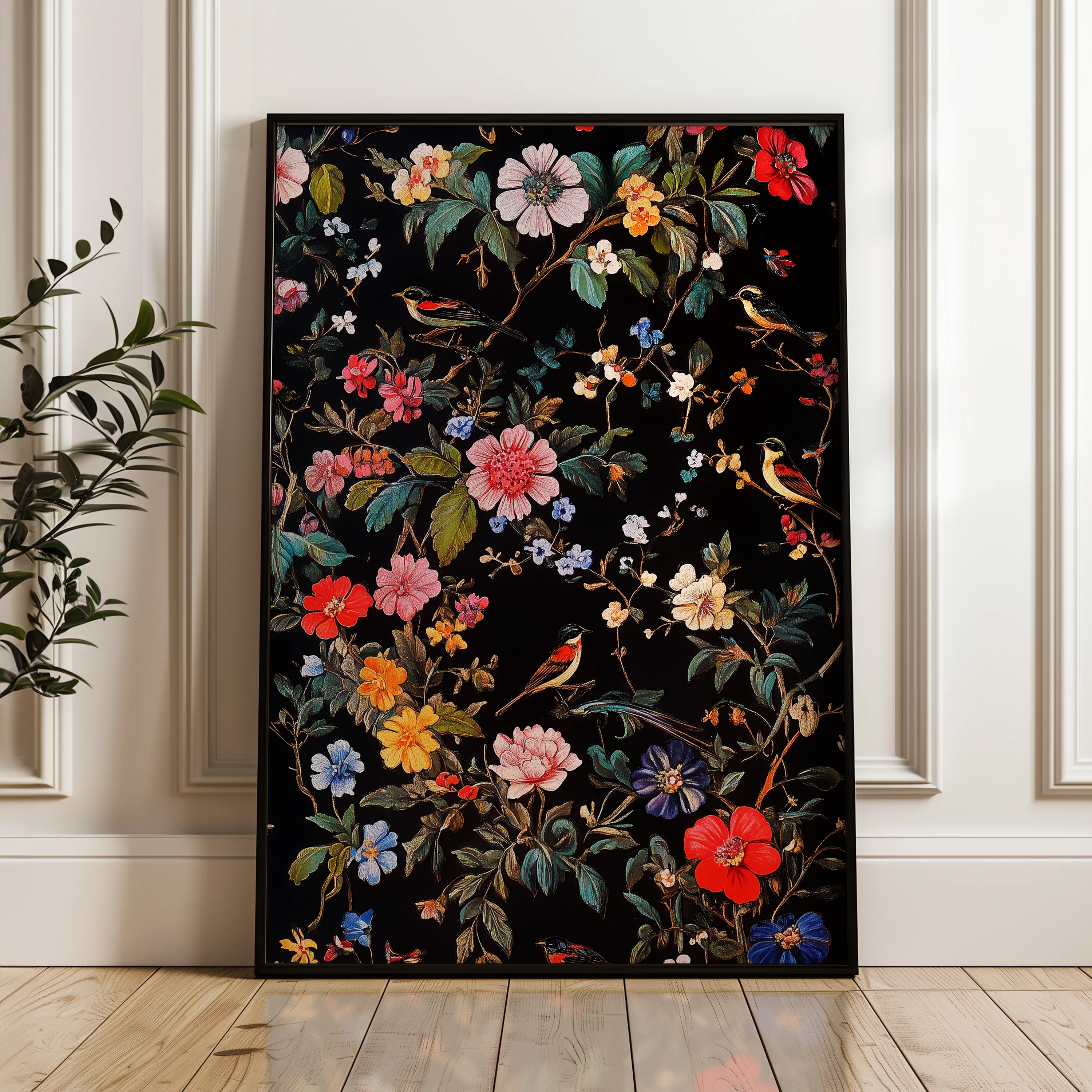 Floral 1036 Canvas Art 60 x 40 cm / Black