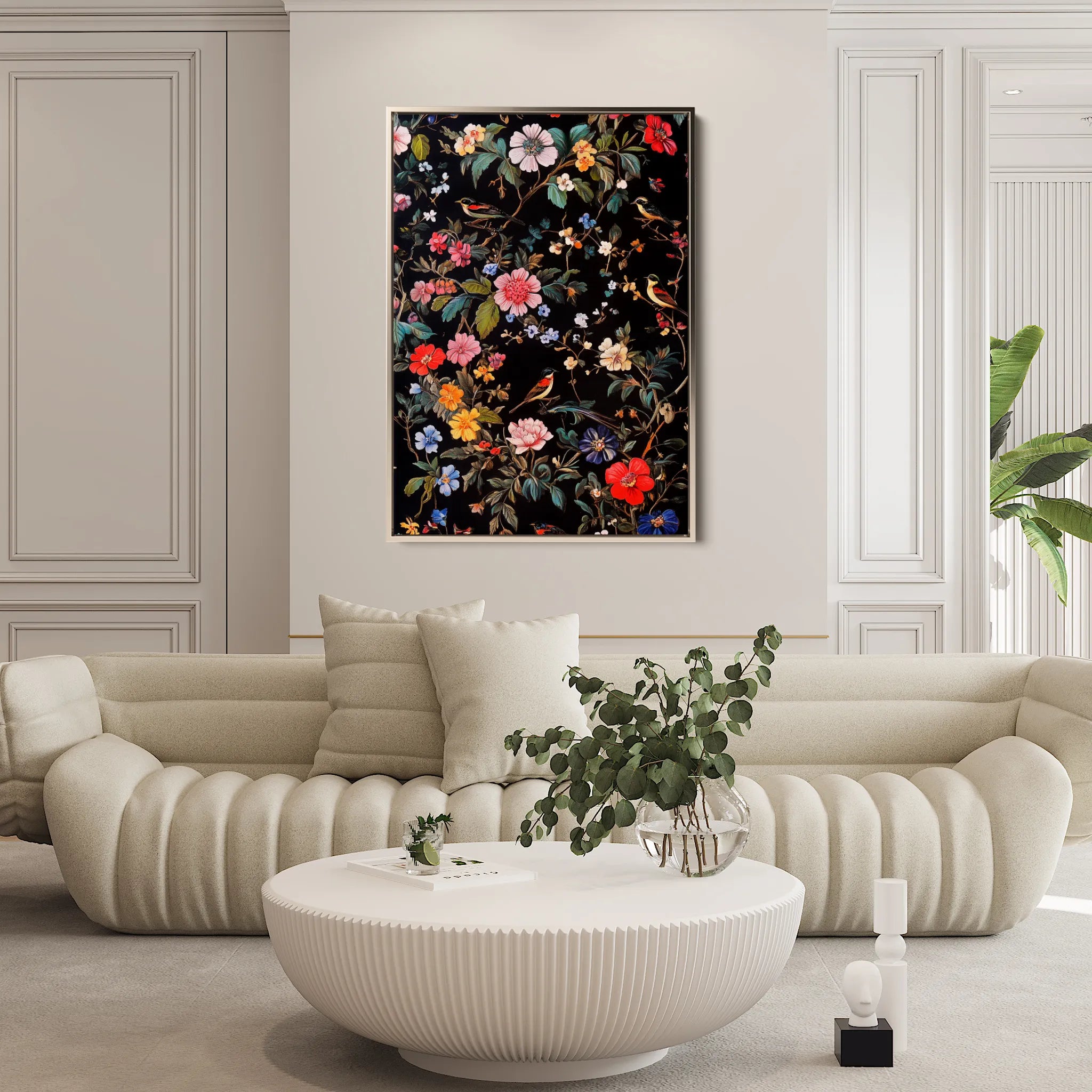 Floral 1036 Canvas Art 60 x 40 cm / Black